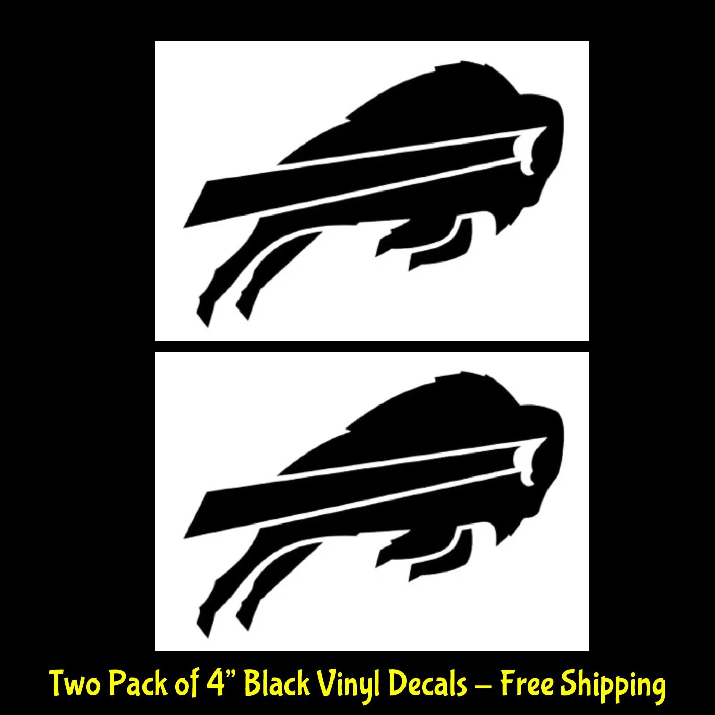 Buffalo Bills Two Pack 4″ Black Vinyl Decals Car Truck Windows Laptop Tablet