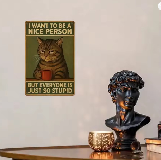 Cat with Attitude Funny For Any Room Wall Decor Metal Art Sign 8×12