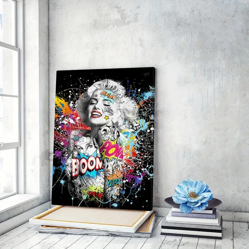 Marilyn Monroe Graffiti Canvas Art Print 11.8×15.7″ FRAMED ART – US SELLER