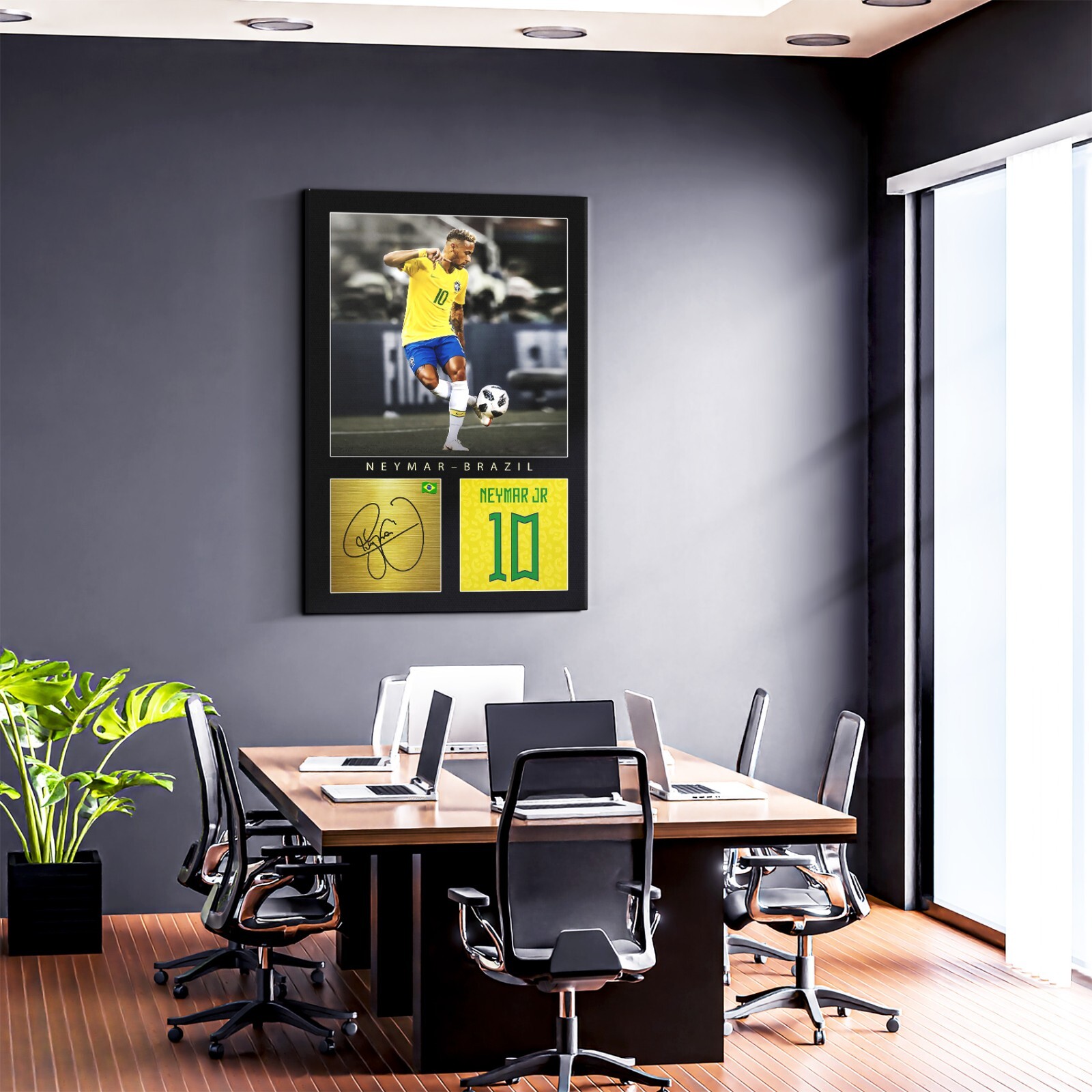 Neymar Jr. Football Canvas Legends Motivational Wall Art Framed Canvas Decor