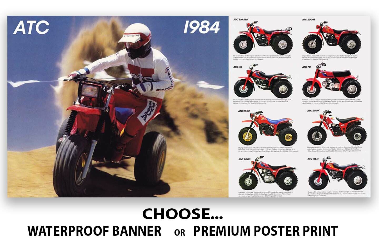 1984 Honda ATC Line Up Flyer Poster Banner Ad OEM Brochure Specs