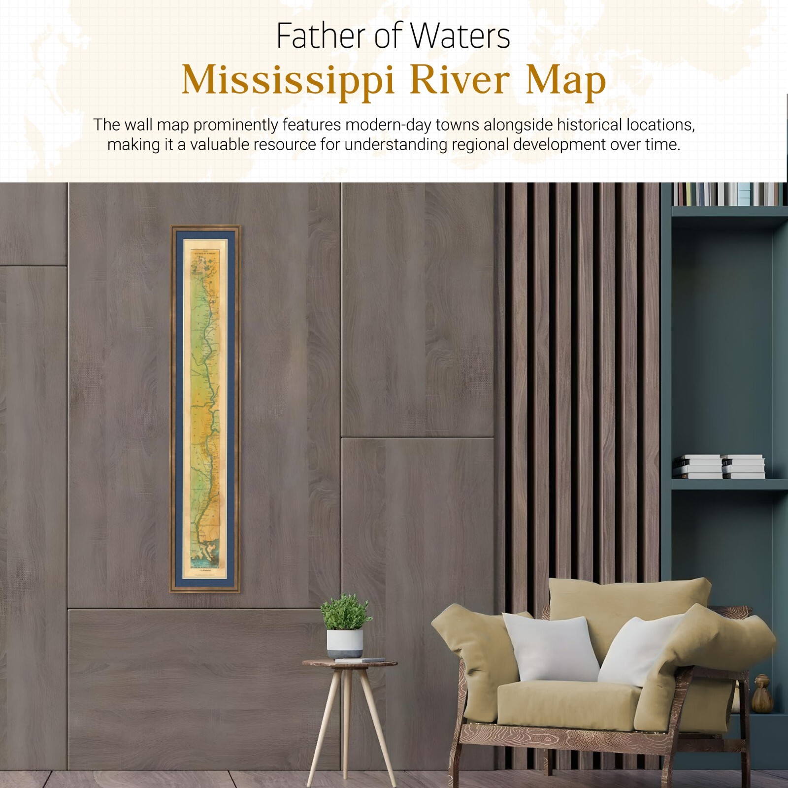 Father of Waters 1887 Mississippi River Map Poster – Wall Art Lake House Decor