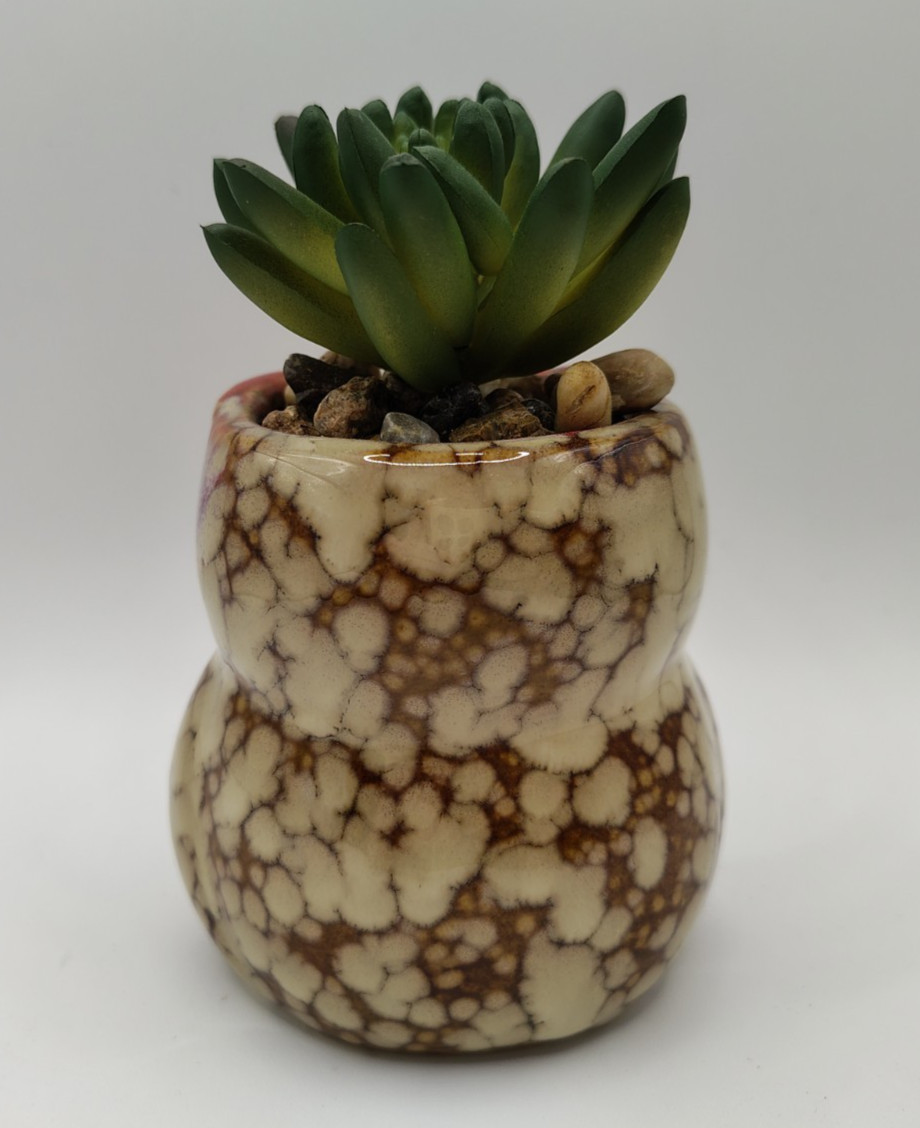 Owl Planter with Artificial Succulent Plant