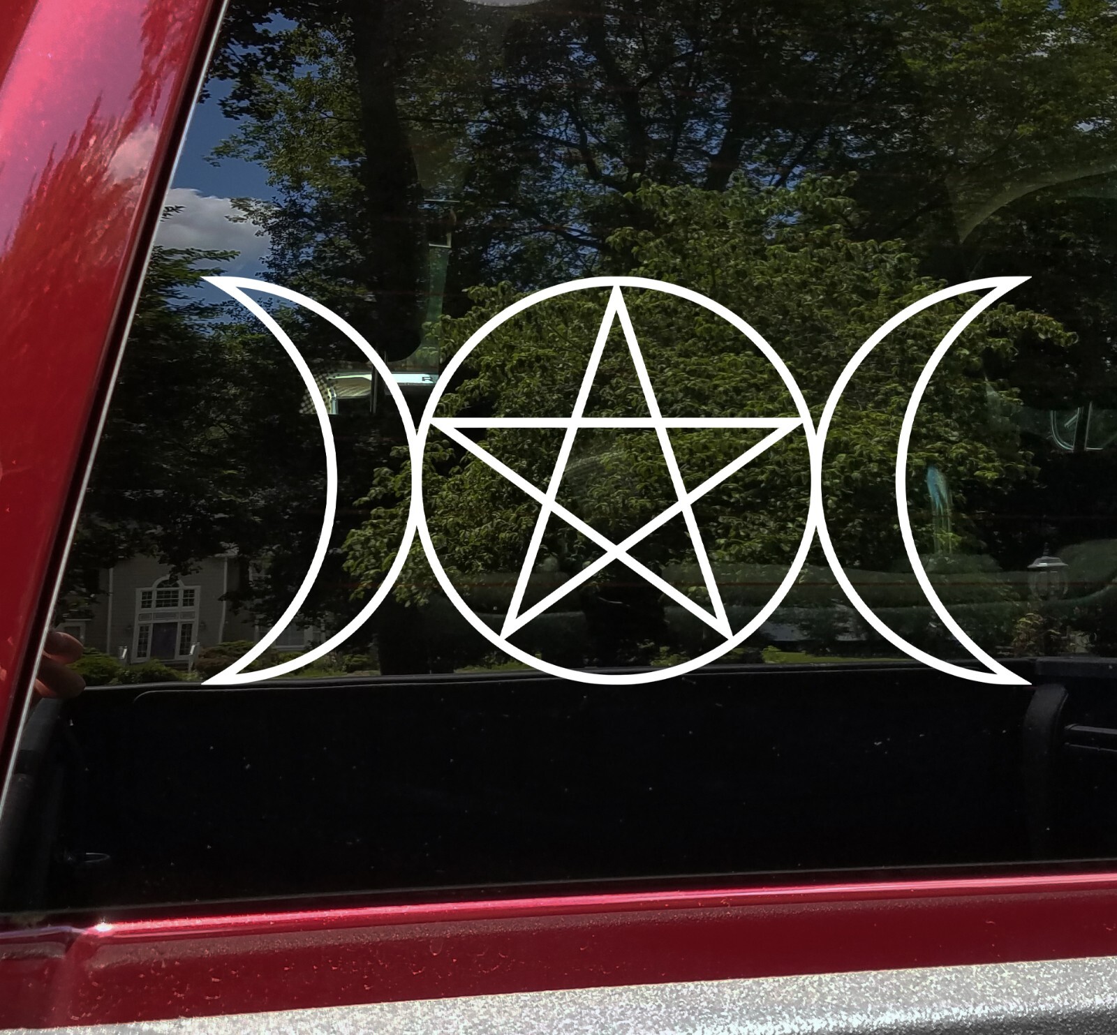 Triple Moon Goddess Symbol Vinyl Decal V2 – Wicca Pentacle – Die Cut Sticker