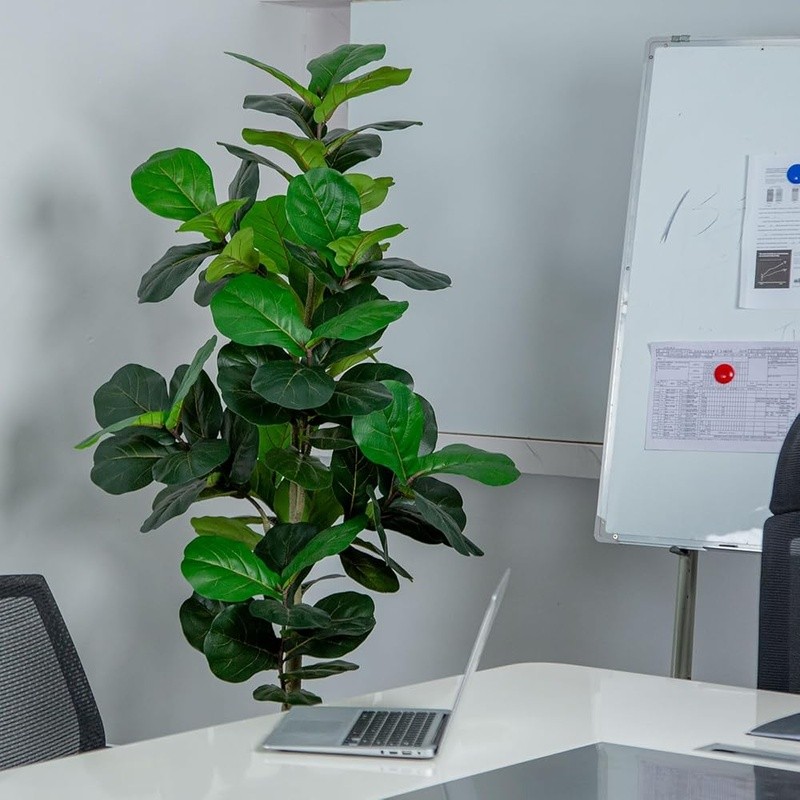 Fiddle Leaf Fig Tree W/ Planter Lifelike Indoor Decor Easy Care Home Office New