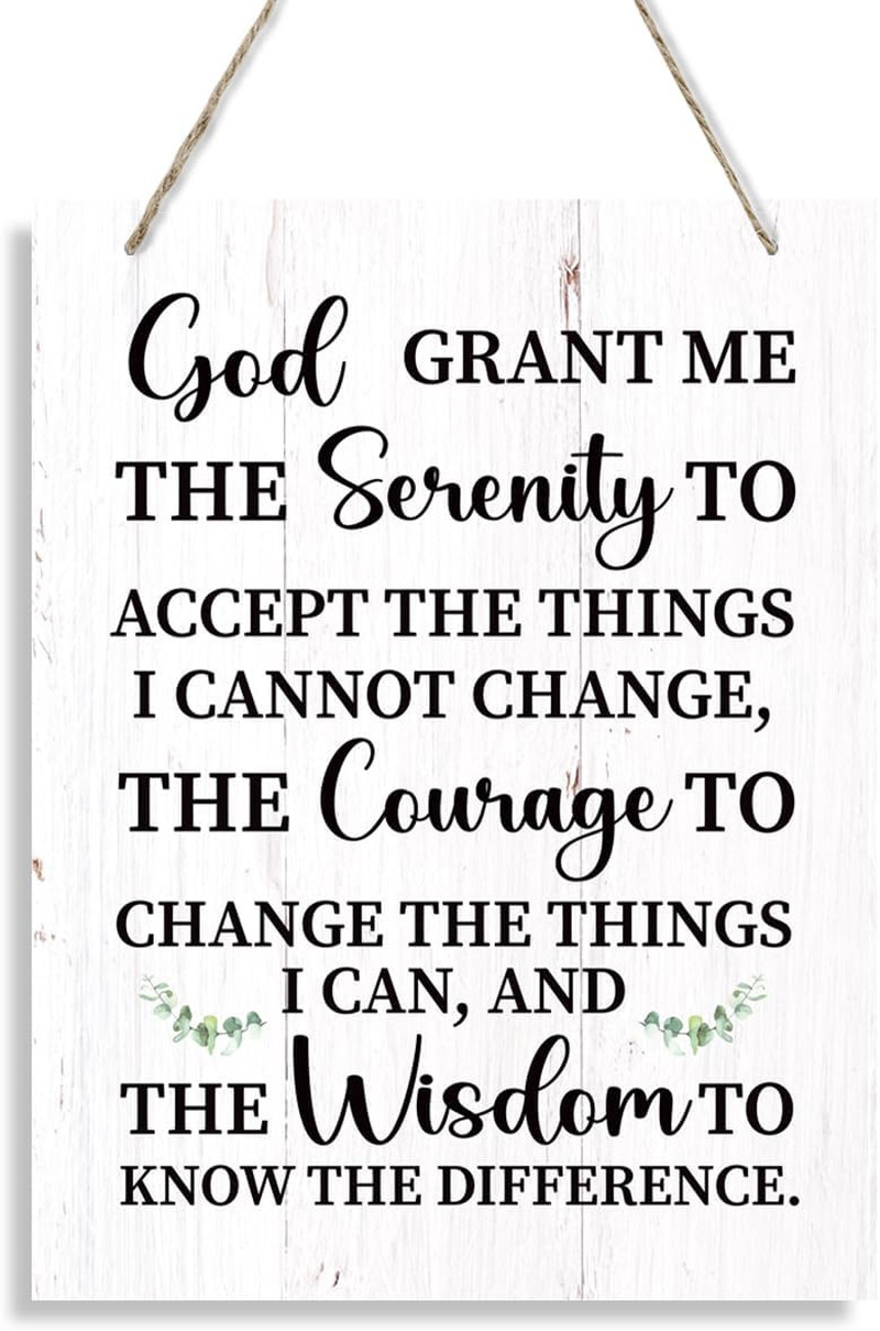Rustic Serenity Prayer Wall Art – Inspirational Wooden Sign for Home Office
