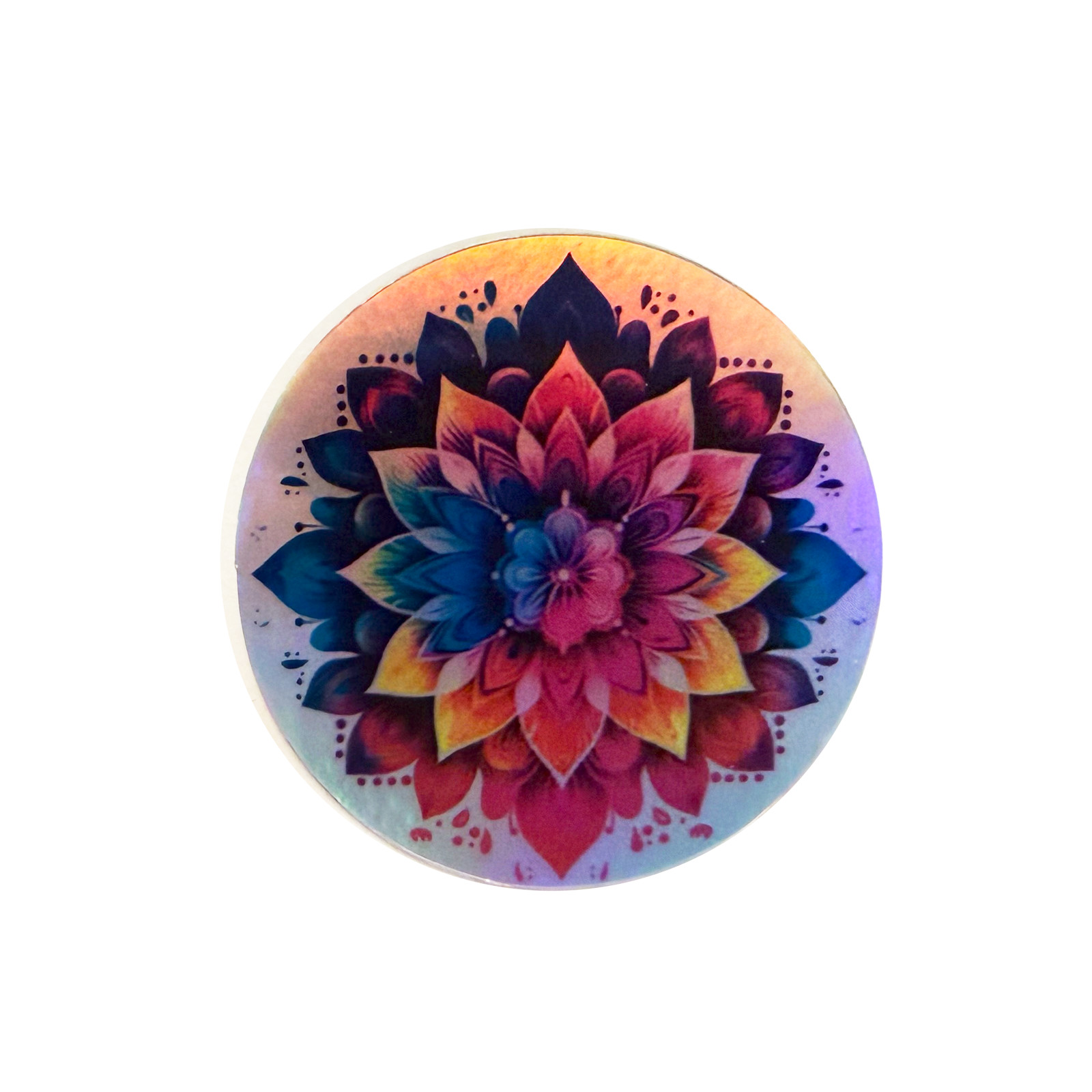 Colorful Mandala Sticker Holographic Floral Decal Aesthetic 2in 2 Pack