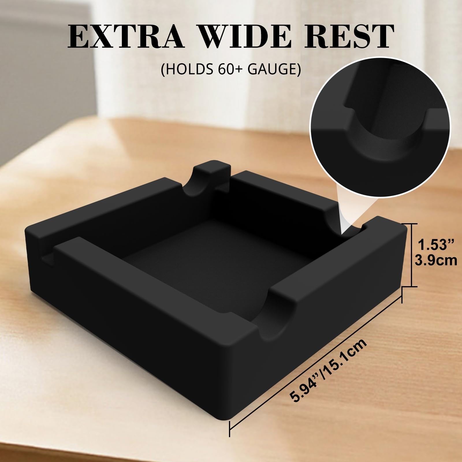 Outdoor Silicone Cigar Ashtray for Patio 5.9inch Large ash, Black