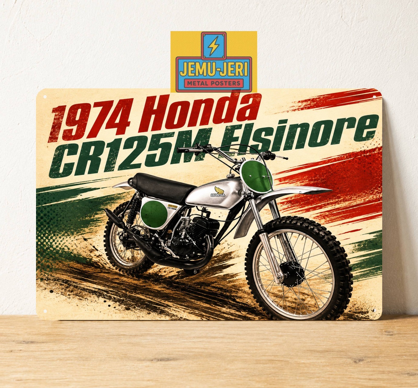 1974 Honda CR125M Elsinore Vintage Motocross Metal Poster Tin Sign 20x30cm