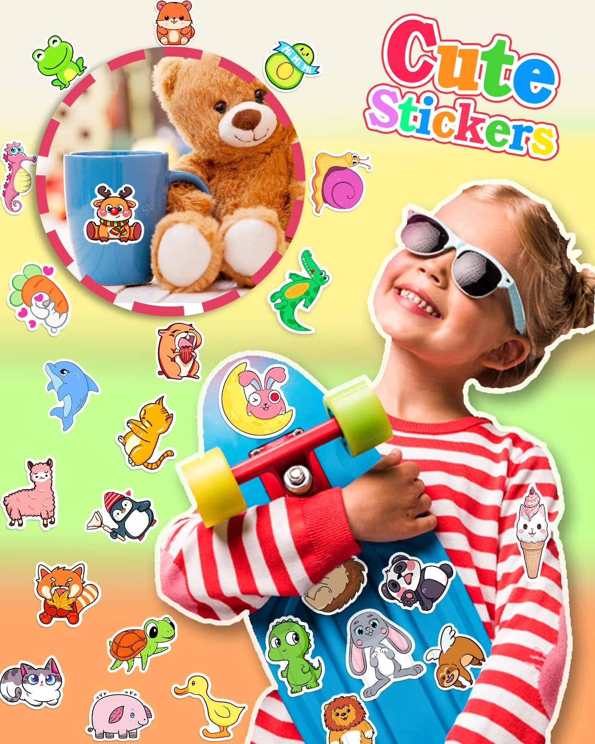 600Pcs Water Bottle Stickers for Kids, Cute Stickers for Water Bottles, Vinyl Wa
