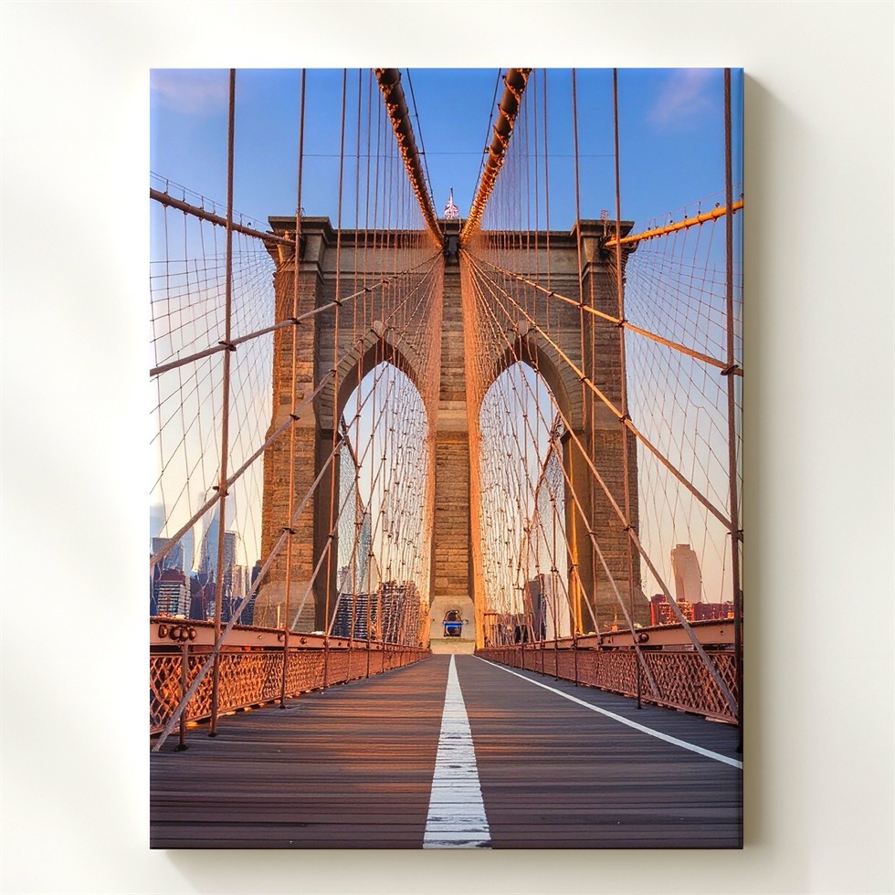 Wall Art Brooklyn Bridge Canvas Golden Hour Photograph Of Nyc Icon
