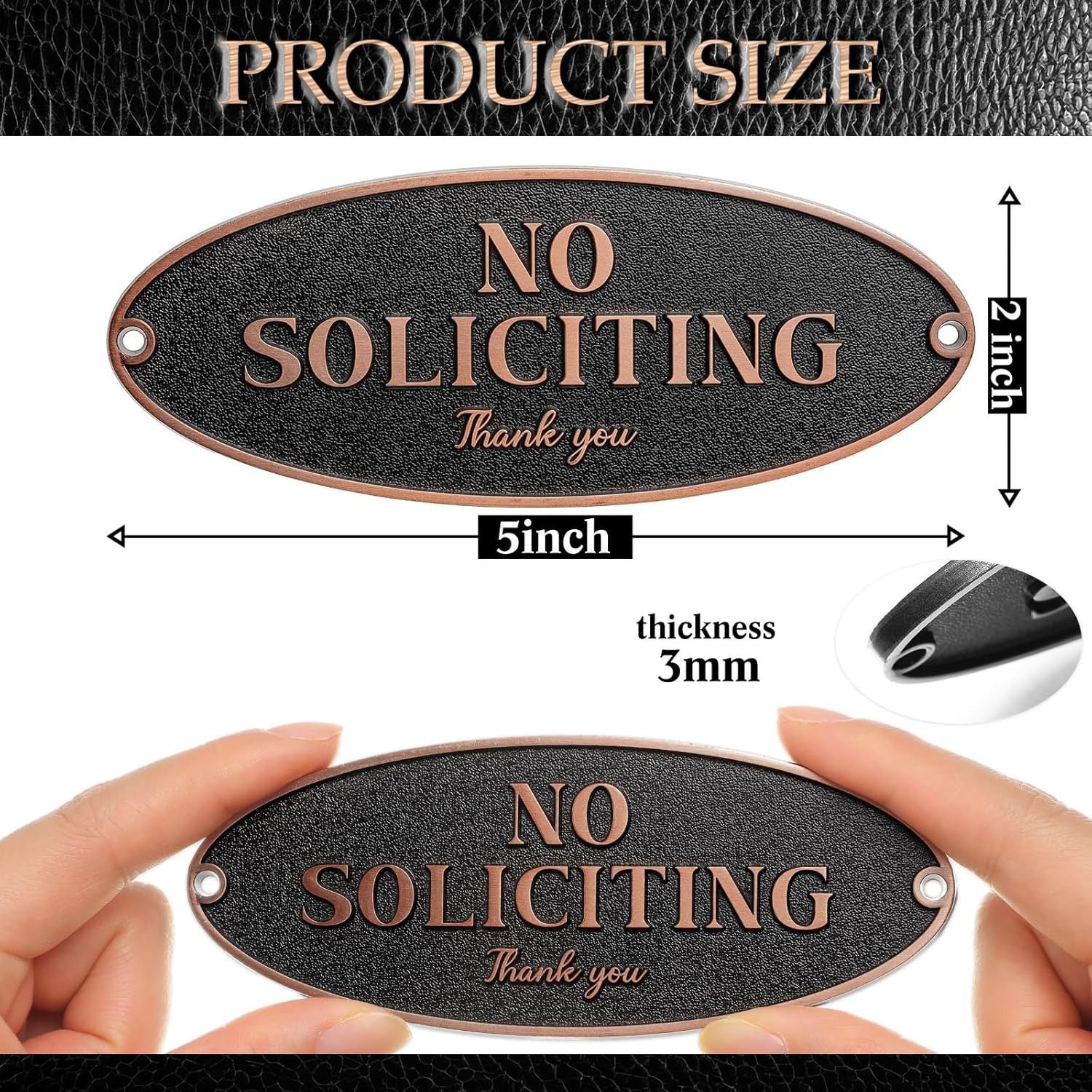 Brass No Soliciting Thank You Sign 2″ X 5″ Door Sign, No Soliciting Brass Plaque