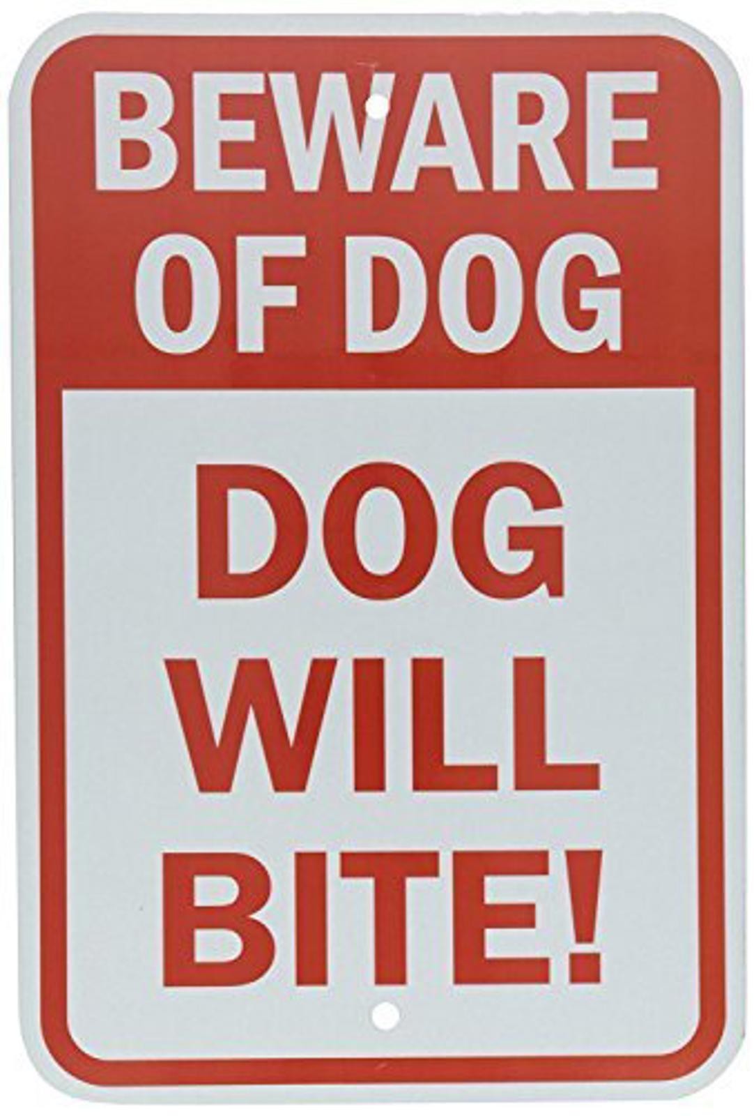 Aluminum Parking Sign Beware Of Dog Dog Will Bite Funny 8×12 Metal Sign
