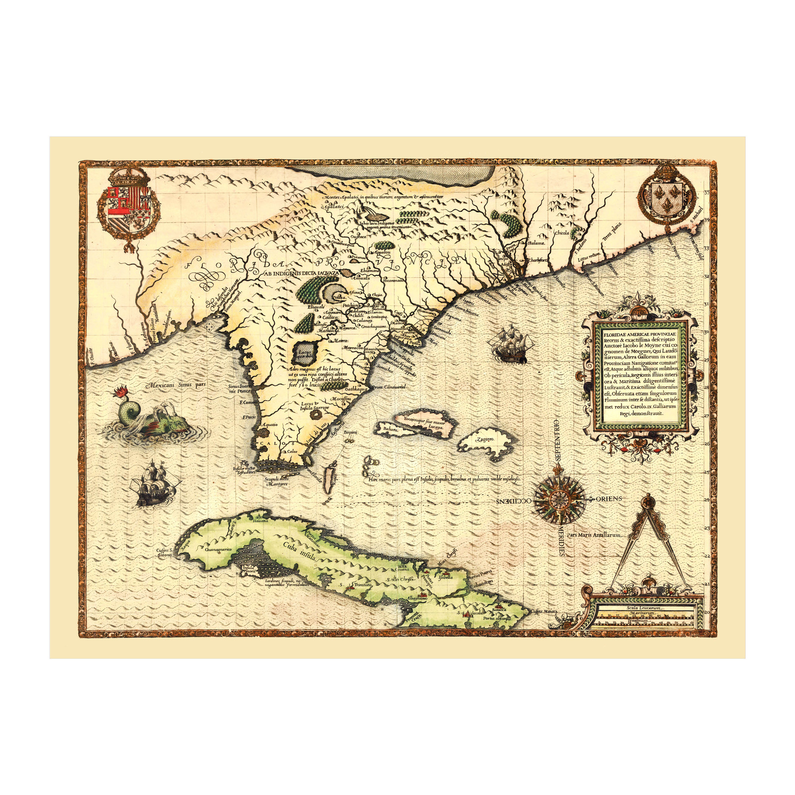 Old Map of Florida 1591 – Vintage Florida Art