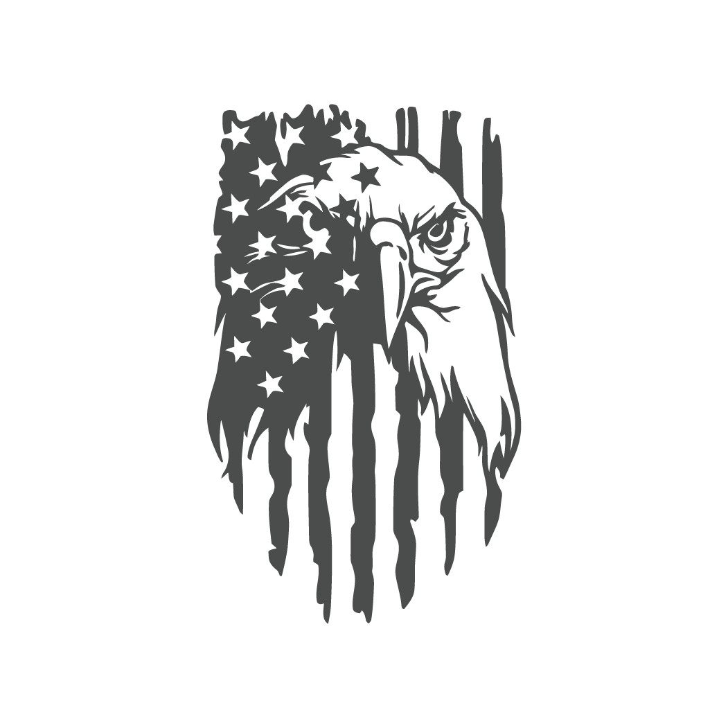 American Flag With Eagle Face Automotive Decal Multiple colors Oracal 651