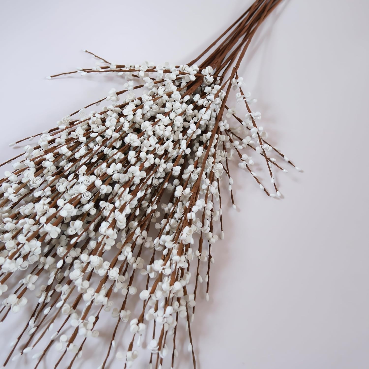 10pcs Faux Tall Pussy Willow Branches for Home Office Wedding Decor White