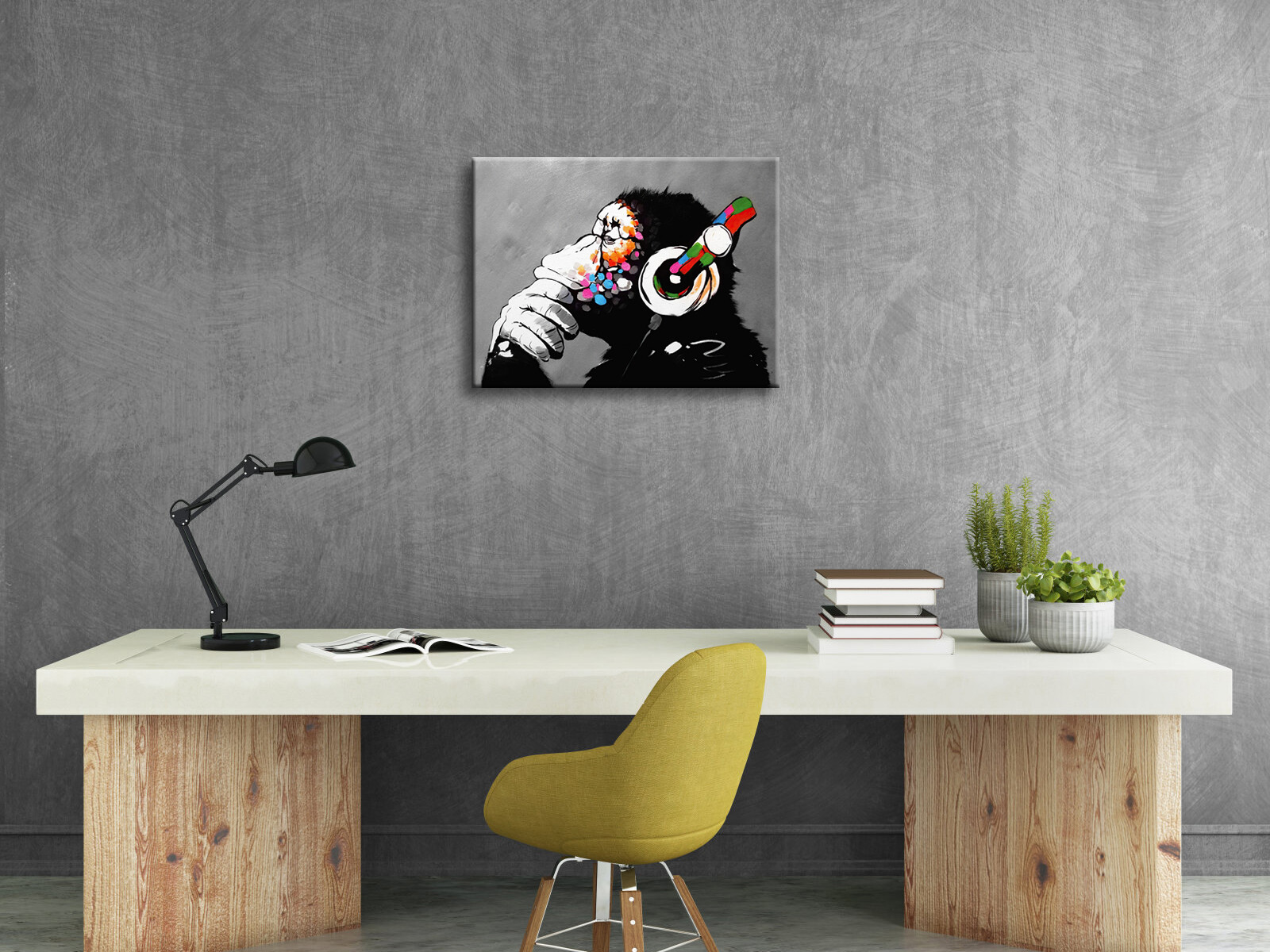 Monkey With Headphones of Banksy DJ Chimp Pop Art Cool Ape Canvas Prints