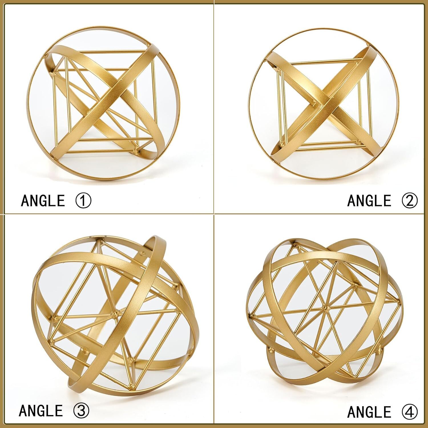 7 inches Metal Geometric Abstract Sculpture， Metal Geometric Sculpture Decor …