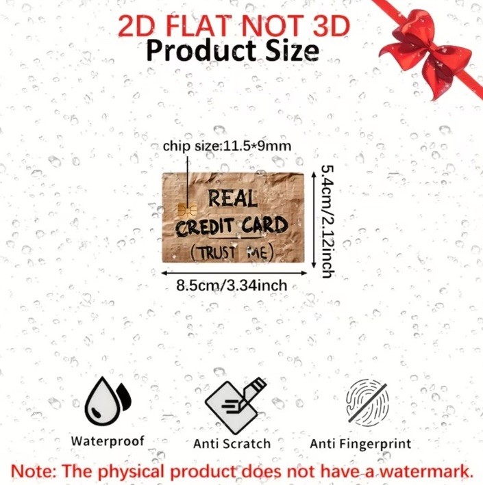 Real Cardboard Credit Card Debit Card Skin Funny Decal Wrap Sticker Decal