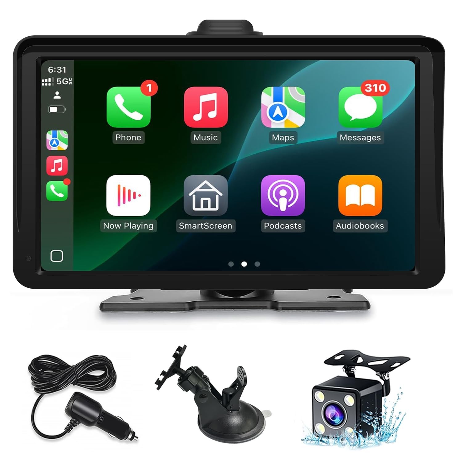 Apple Carplay Screen for Car, 7″ HD Portable Wireless Apple Carplay & Android…