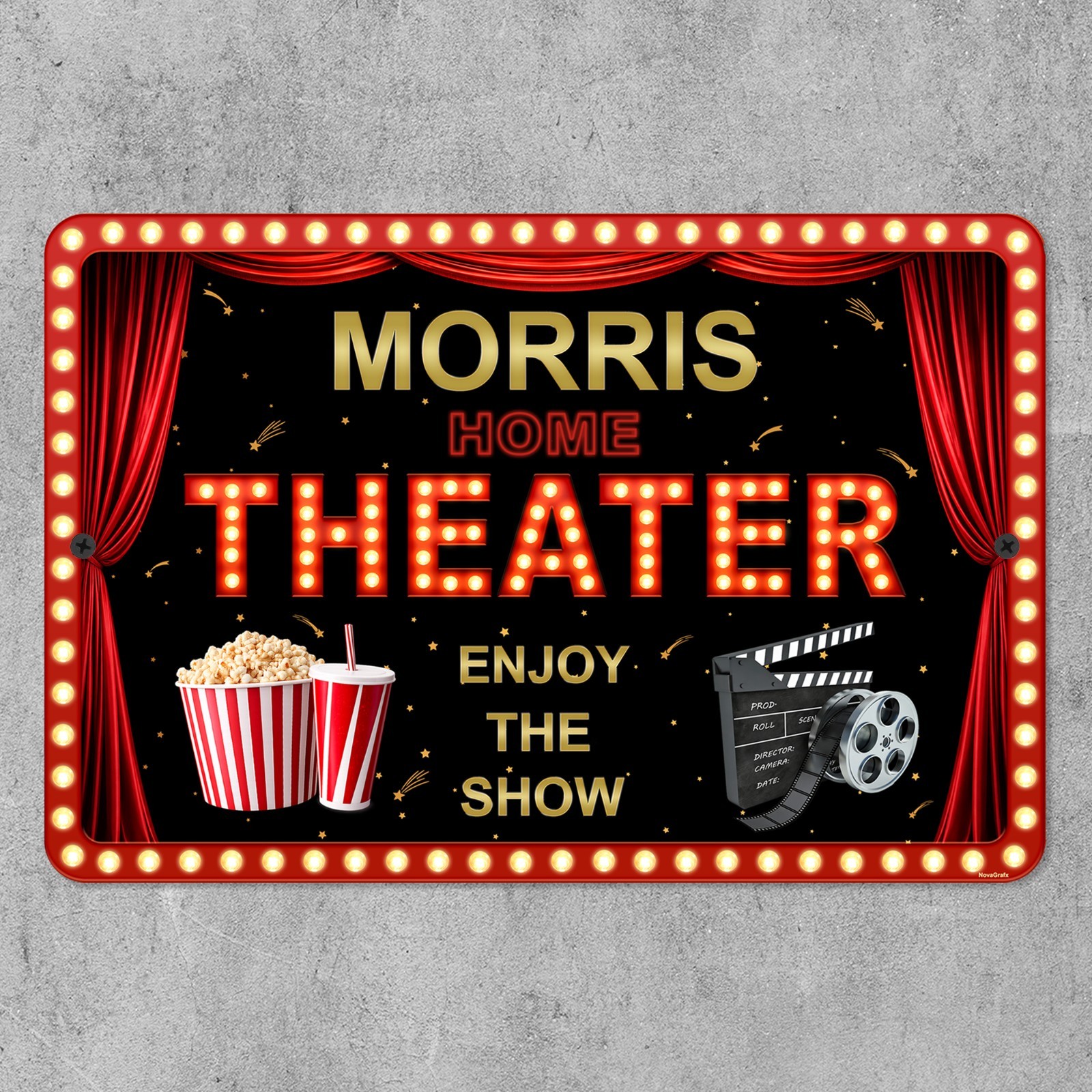 Custom Home Movie Theater Sign Personalized Cinema Room Metal Sign Wall Decor