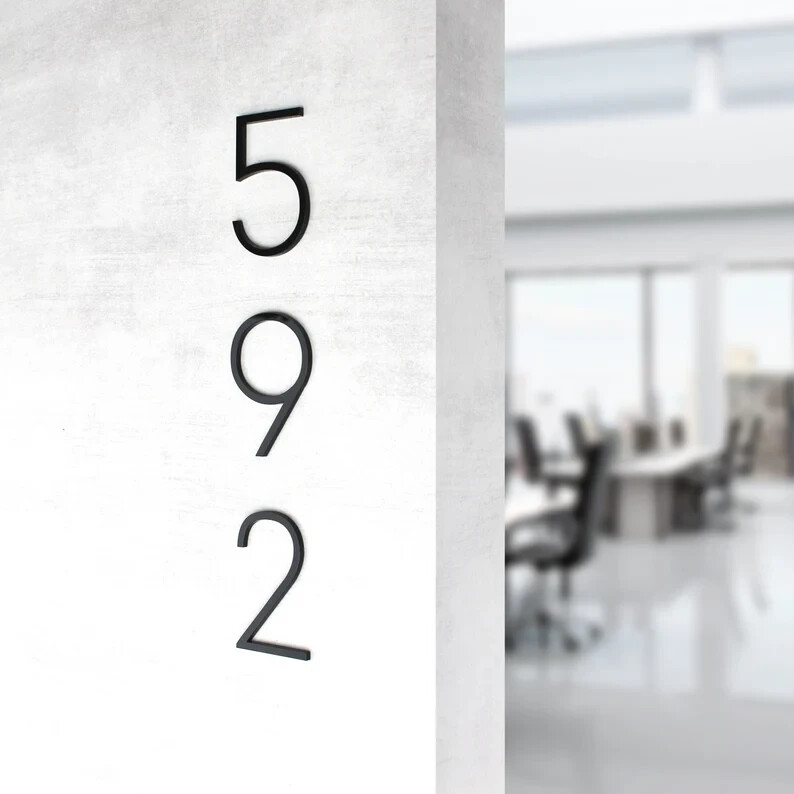 5 Inch Black Acrylic Numbers For House Address Outside Modern Acrylic Sign
