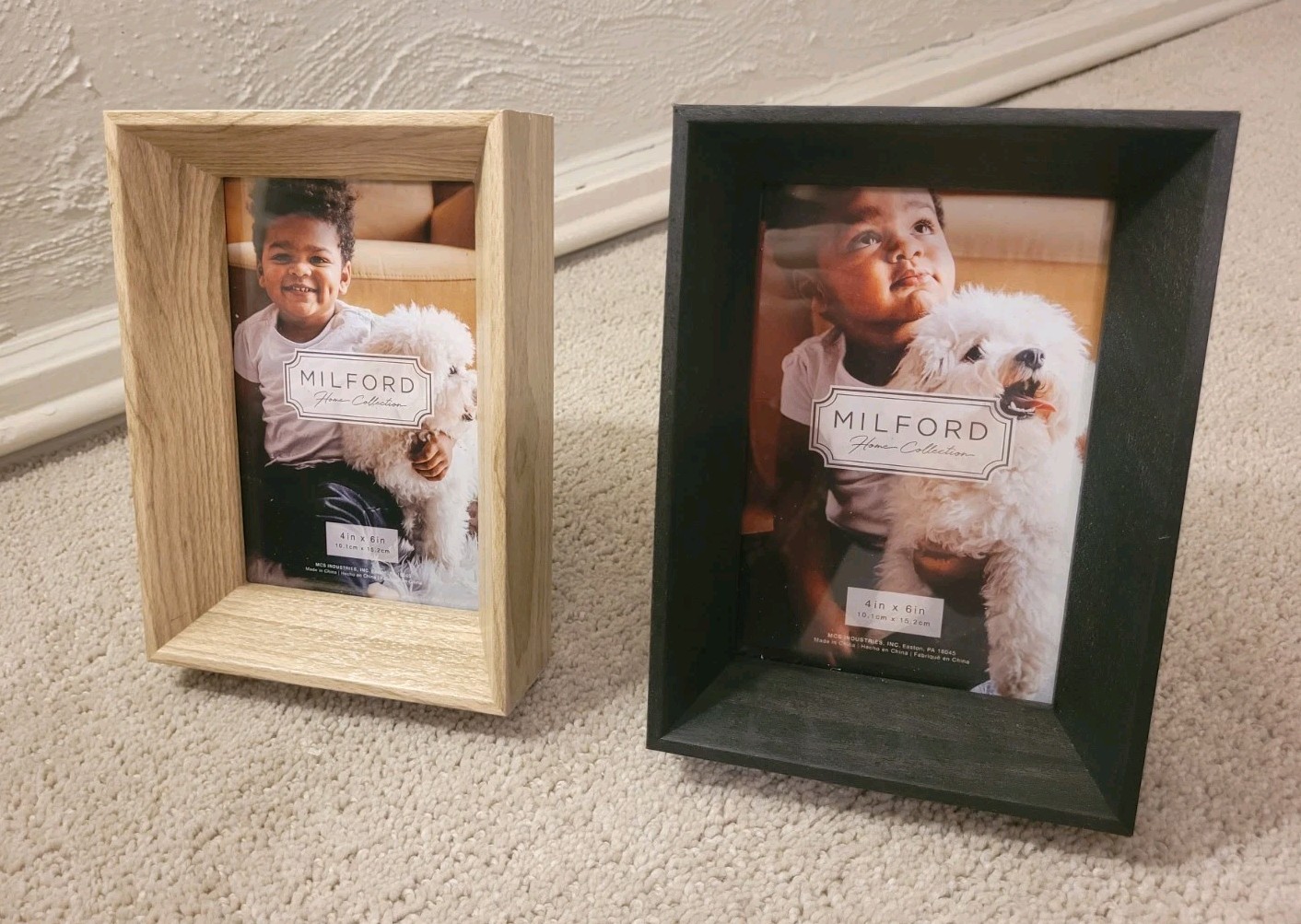 Milford Lot Of 2 Inch Deep Picture Frames Black & Beige NEW
