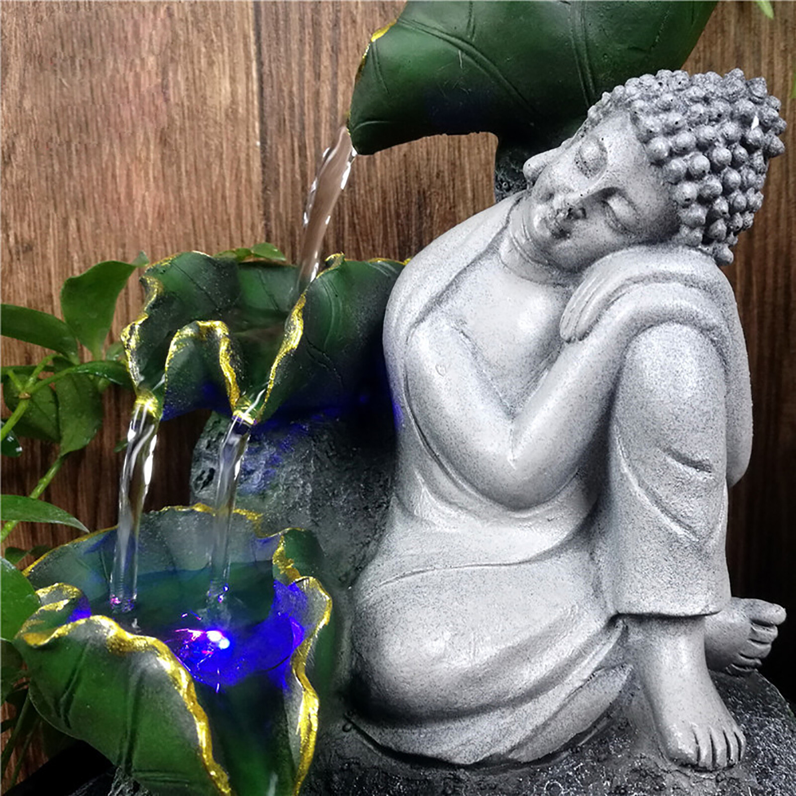Tabletop Water Fountain Zen Meditation Indoor Waterfall Feature with LED Light