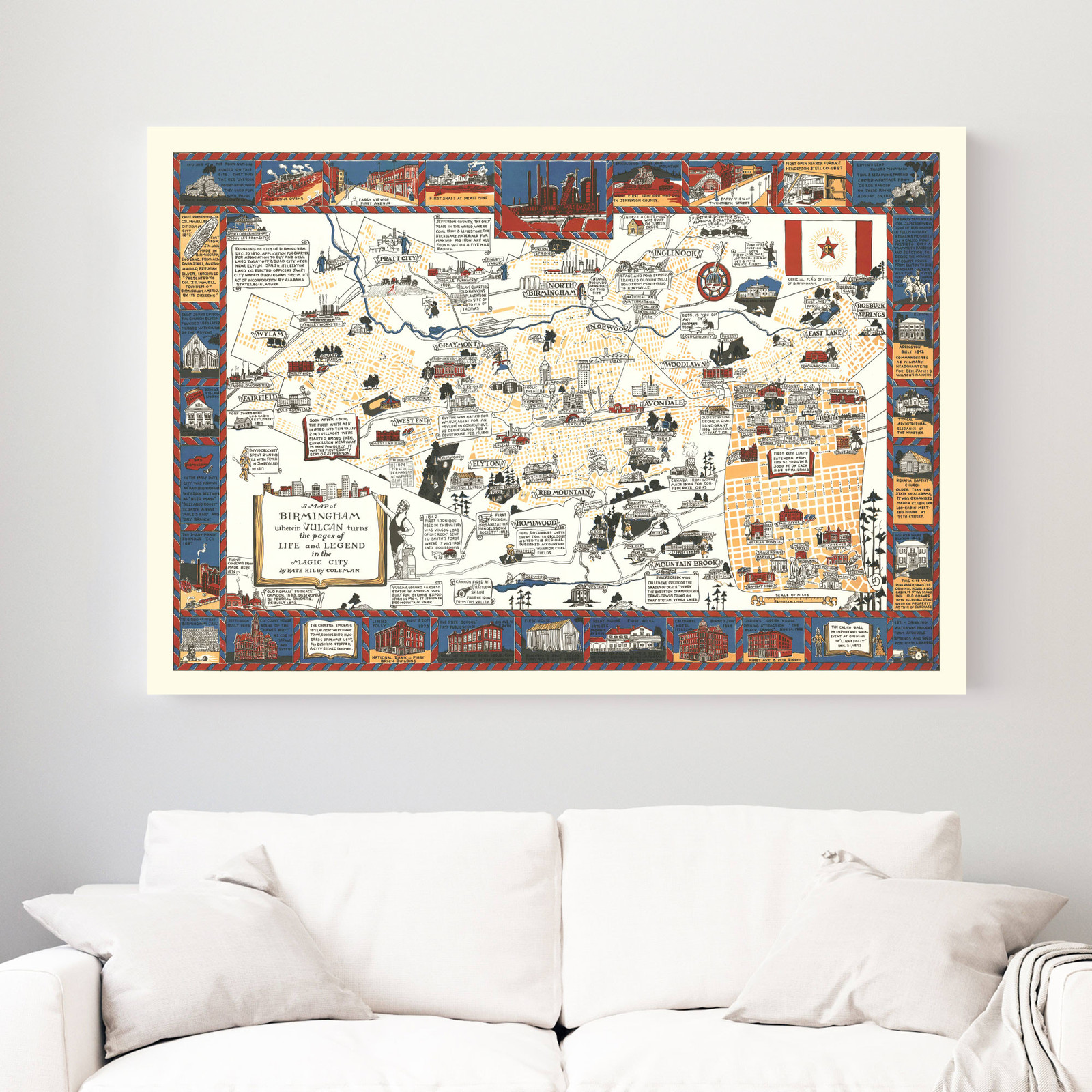 Old Map of Birmingham, AL 1938 – Vintage Birmingham Alabama