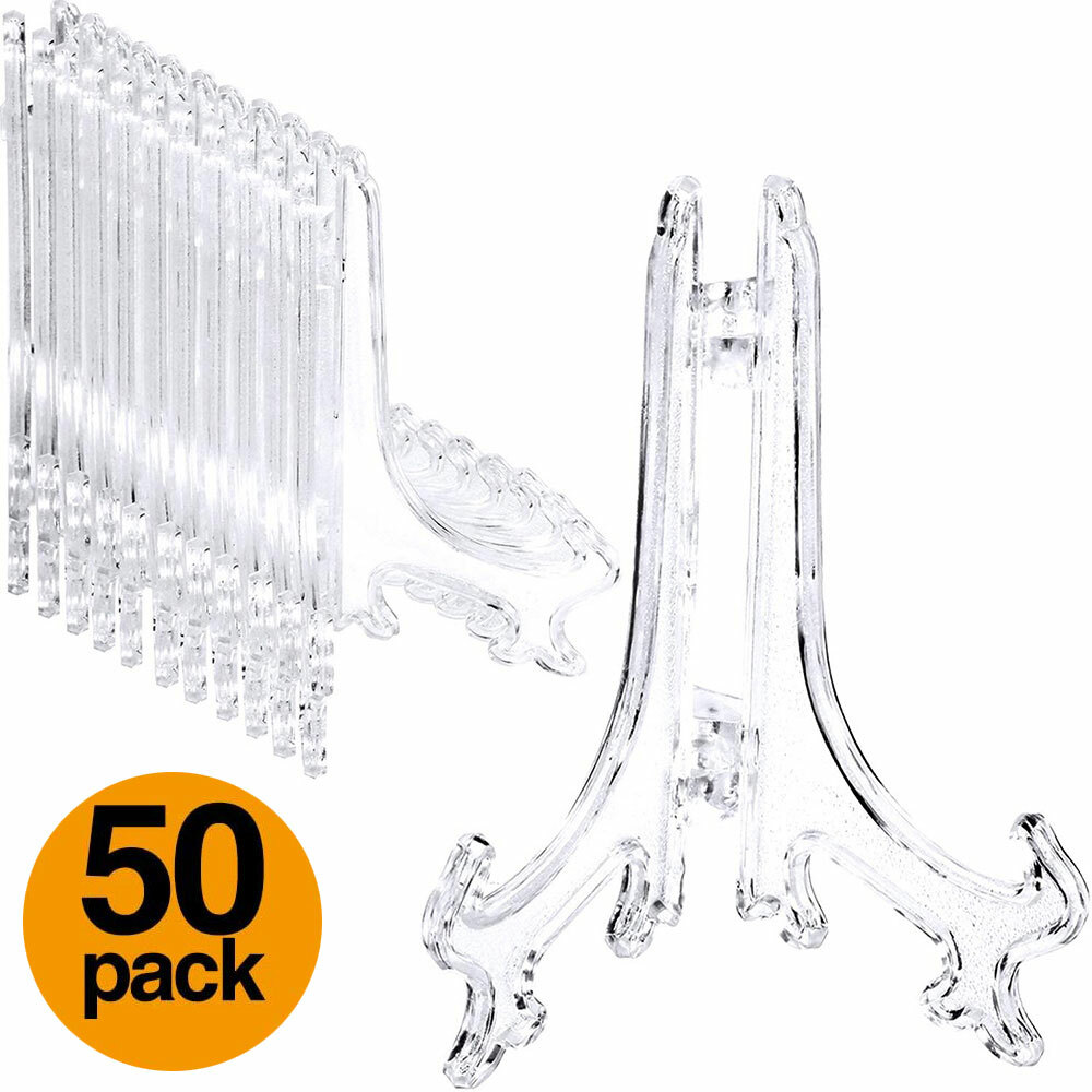 3″ Clear Plastic Easels Stand Plate Holder Display Pictures Trading Card Stands