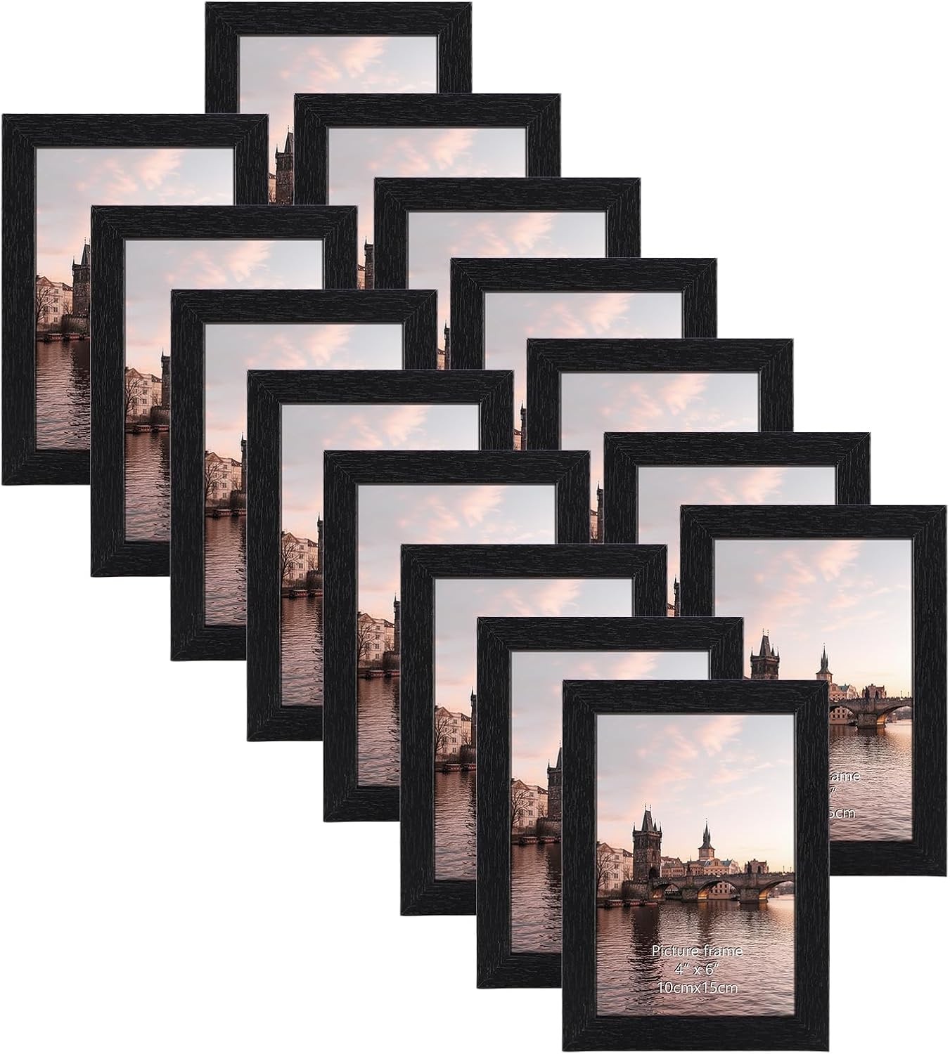 4×6 Picture Frame Set of 15, Black Picture Frames Display 4 by 6 Photo for Wall