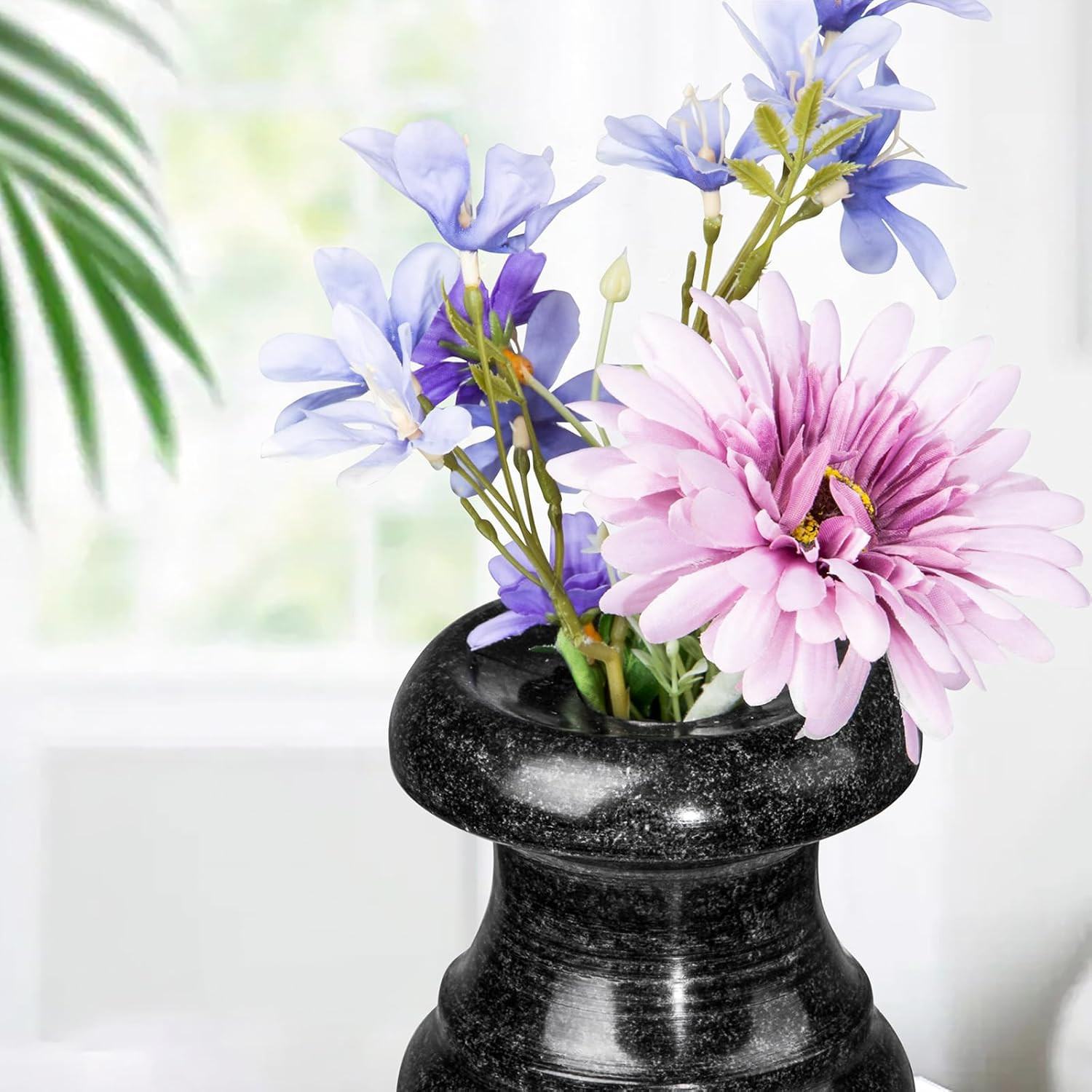 Cemetery Memorial Vase, Natural Granite Stone Flower Vases with Draining Holes f