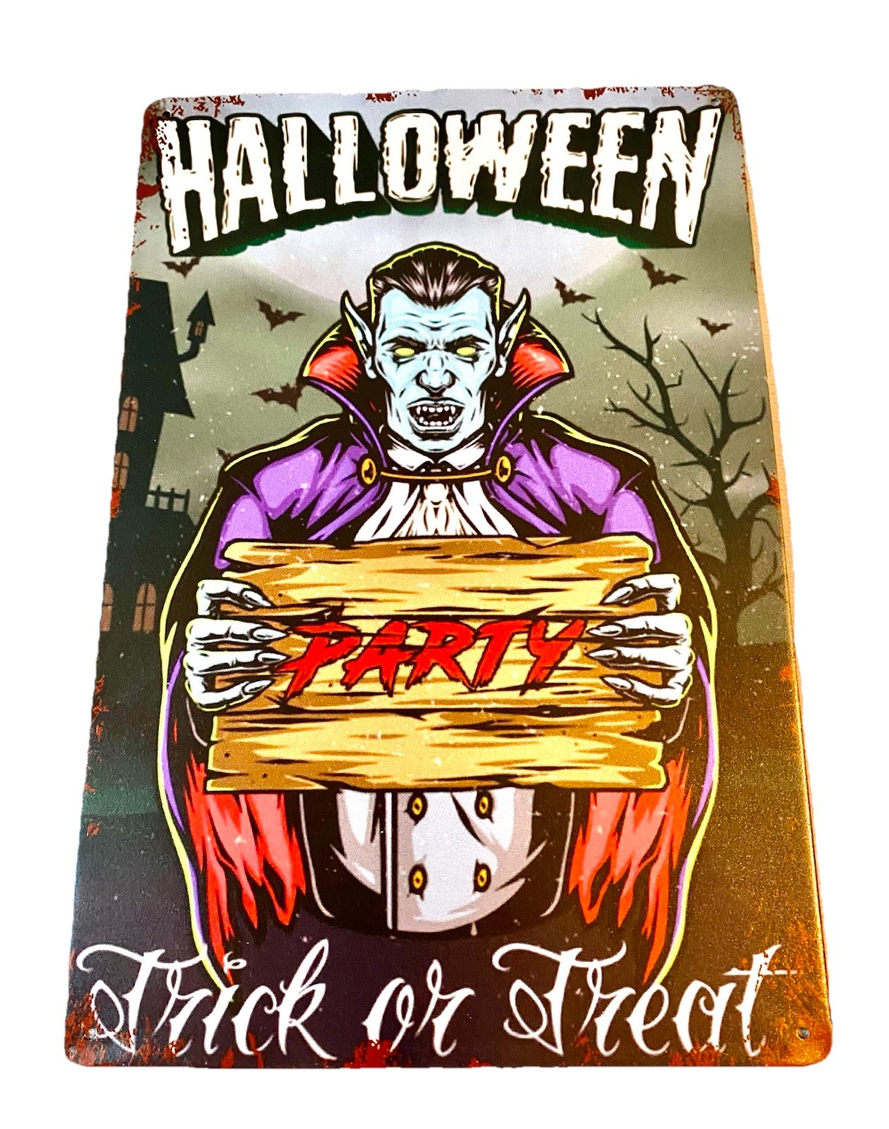 Halloween Party Trick Or Treat Spooky Dracula 8 “ X 12” Vertical Tin Sign