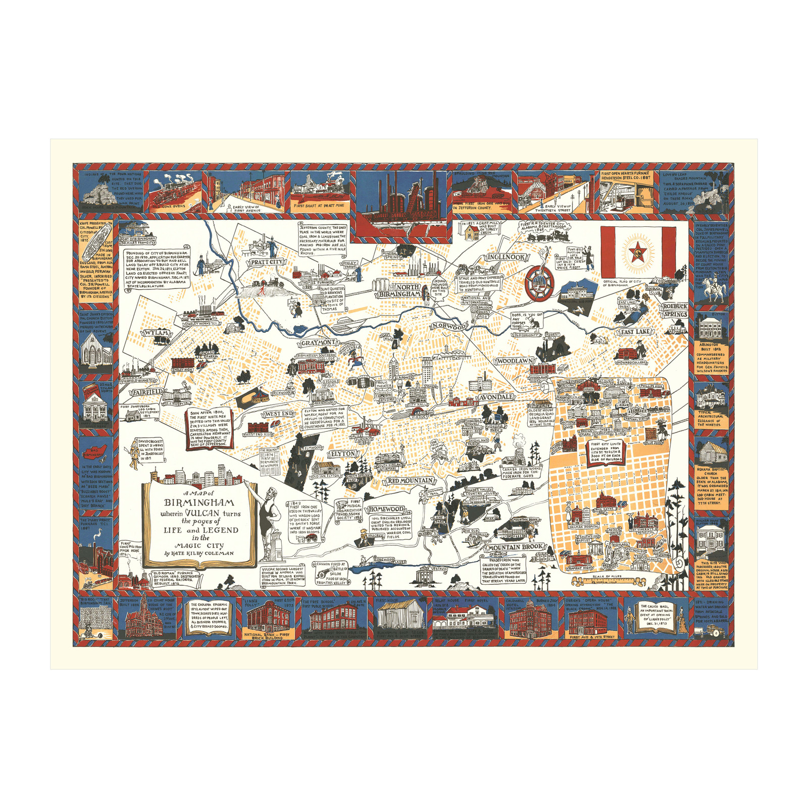 Old Map of Birmingham, AL 1938 – Vintage Birmingham Alabama