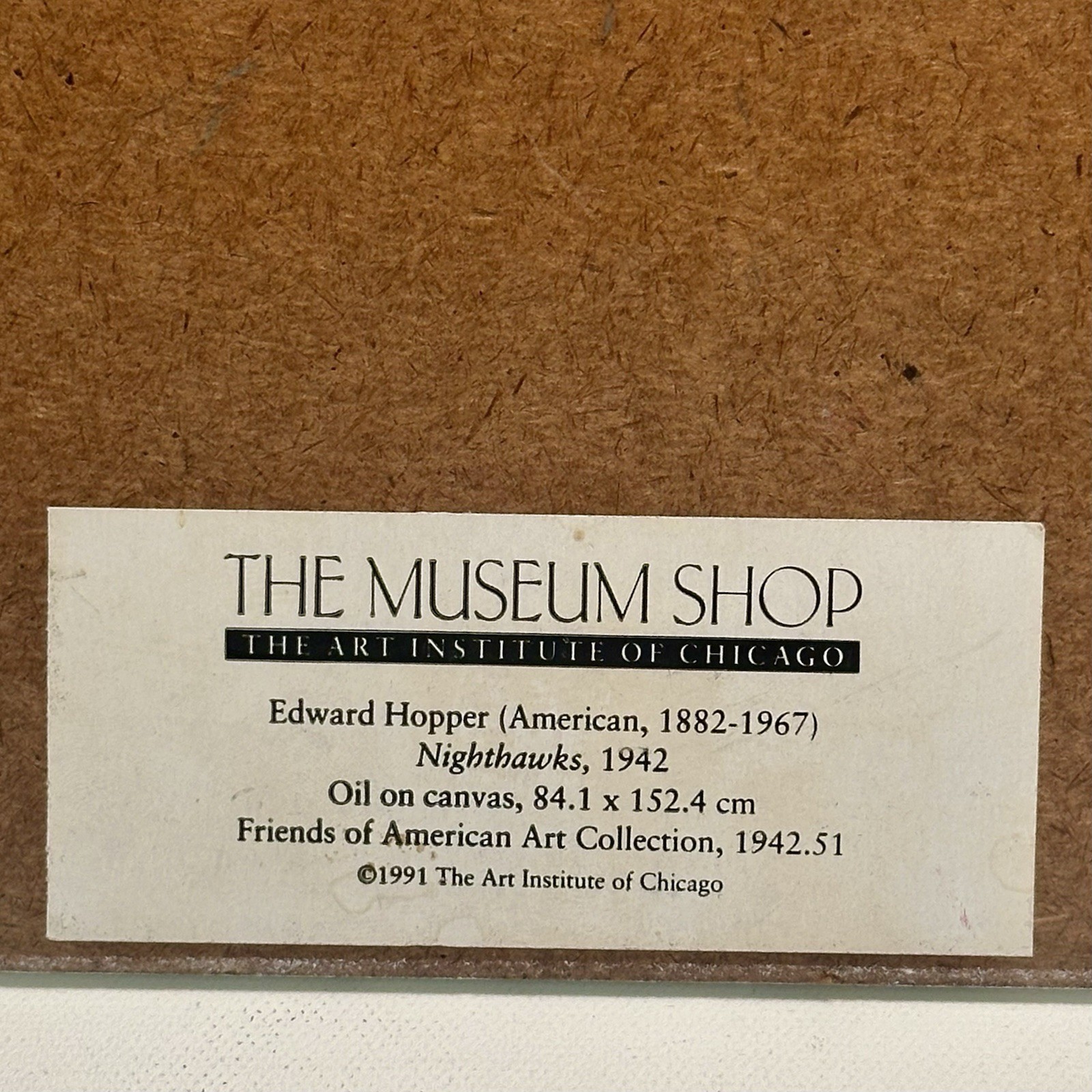 Vintage Edward Hopper Nighthawks Wood Art Plaque Art Institute Chicago 6.5×11.5