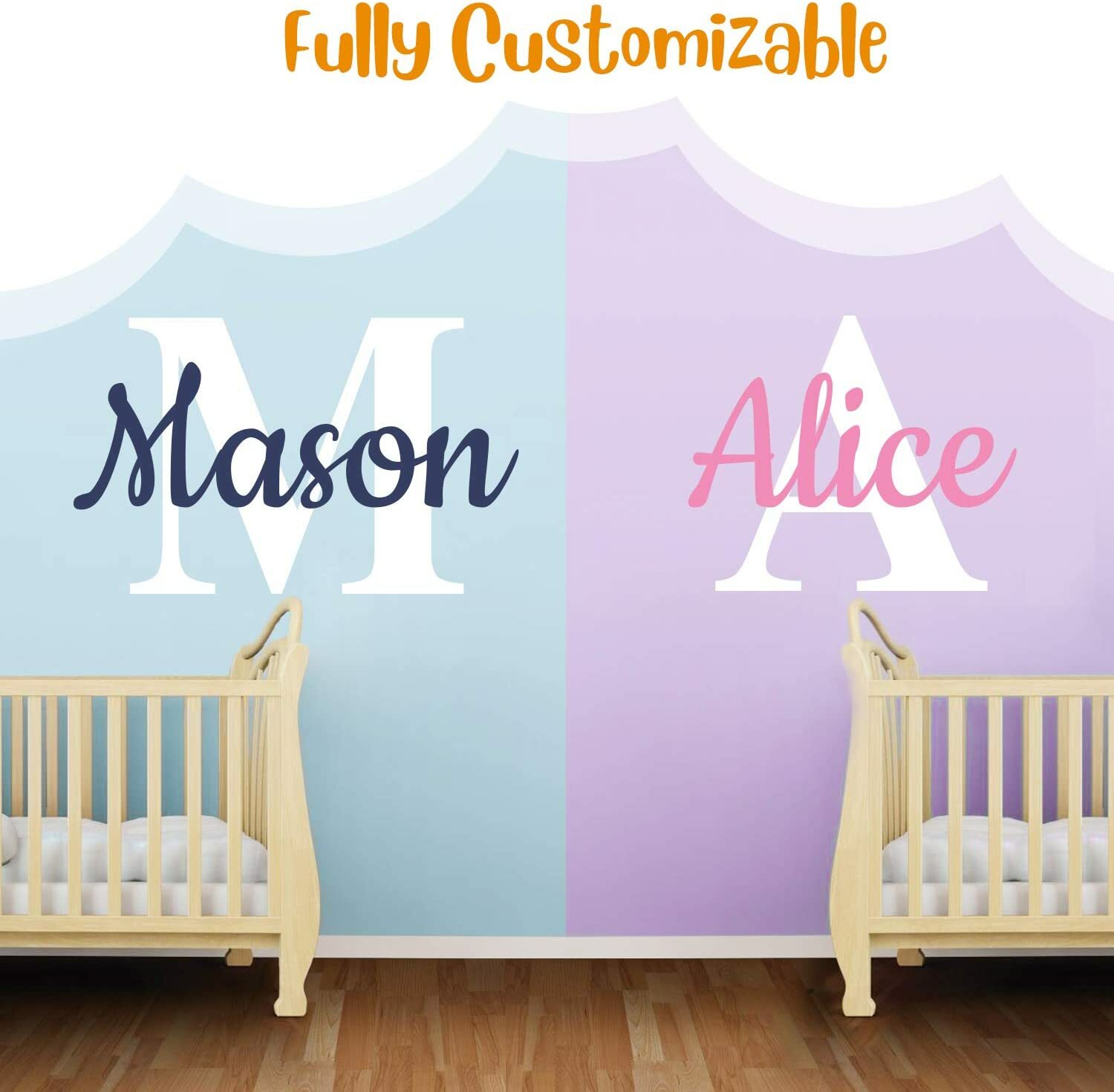 Custom Name & Initial Baby Boy or Girl Unisex – Wall Decal Nursery Decoration