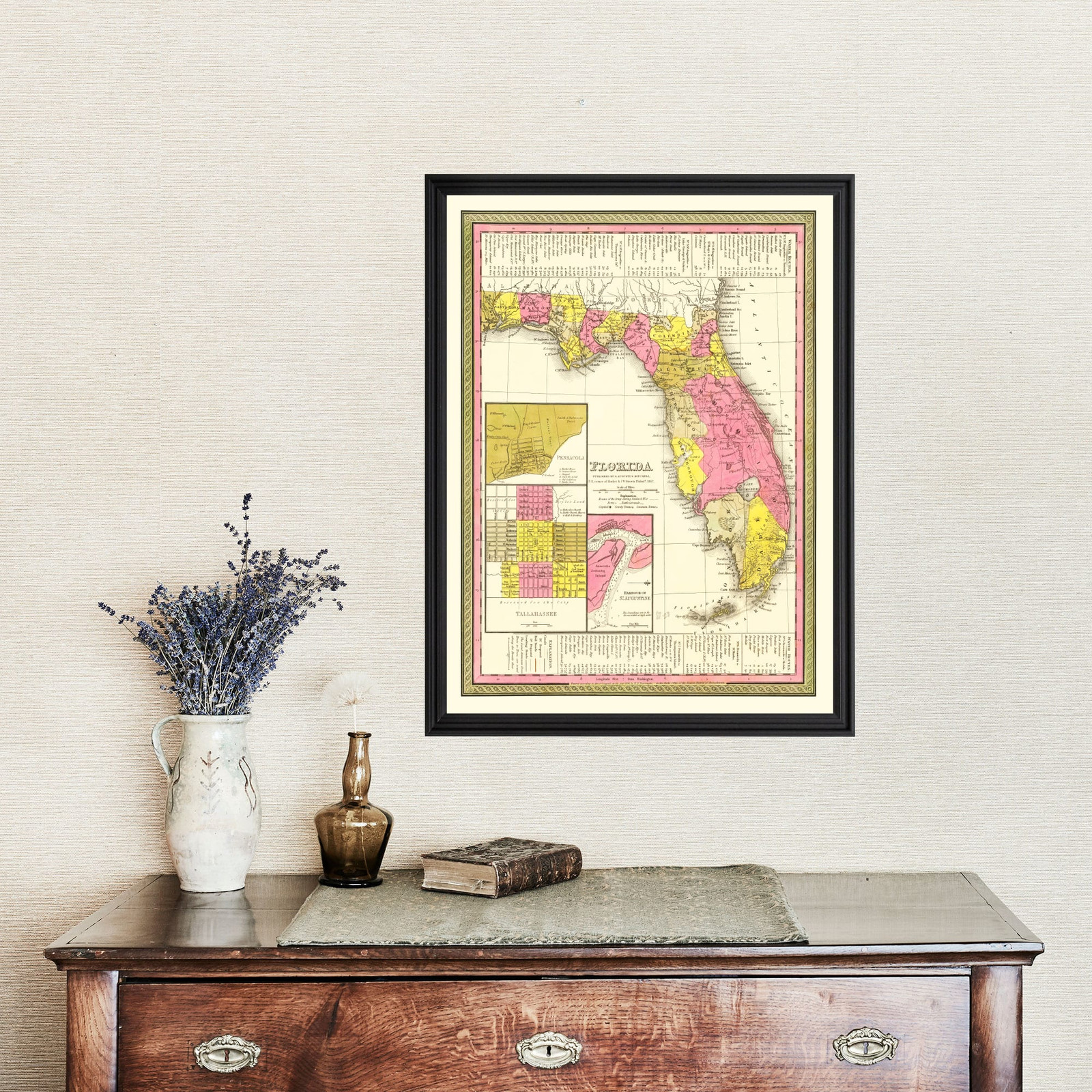 Old Map of Florida 1847 – Vintage Florida Art