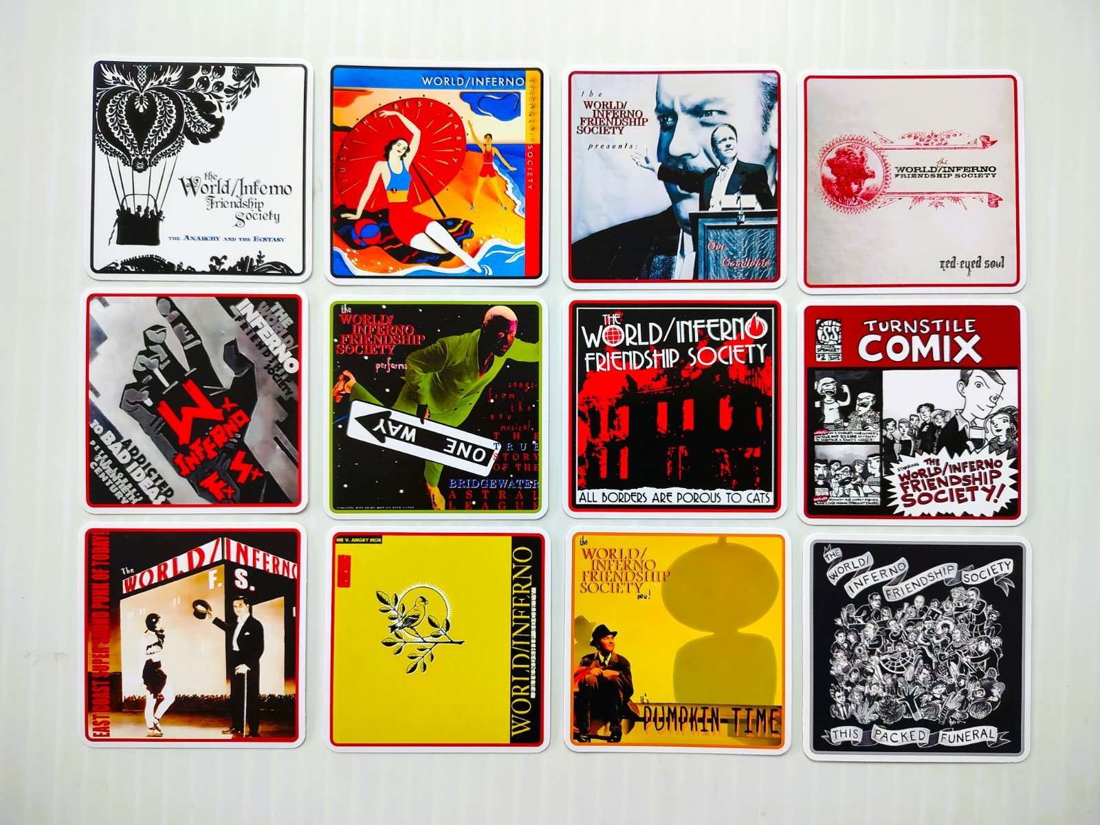World Inferno Friendship Society Vinyl Sticker Lot (12 Stickers) punk slackers