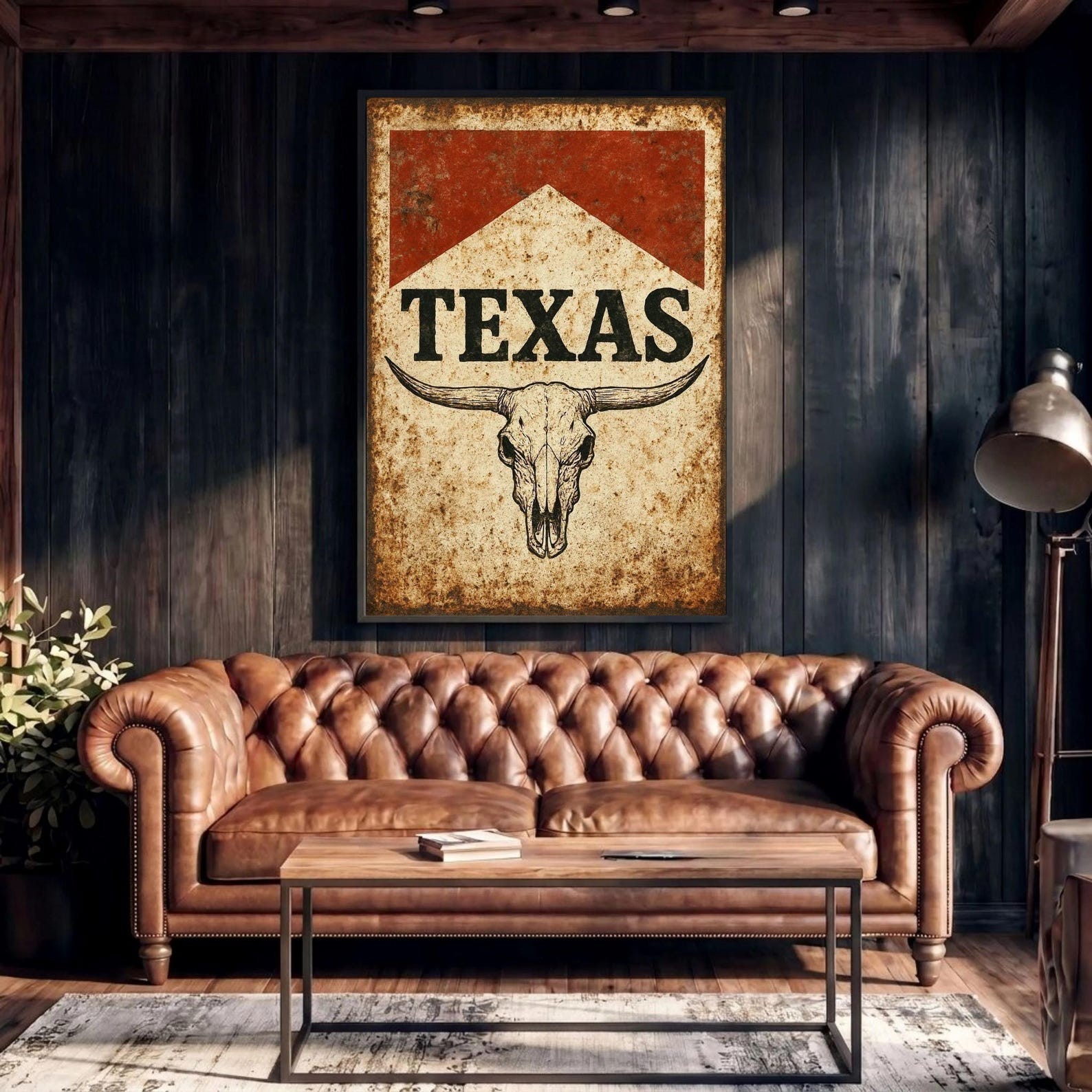 Texas Longhorn, Retro Texas Wall Art, Vintage Texas Decor, Western Print