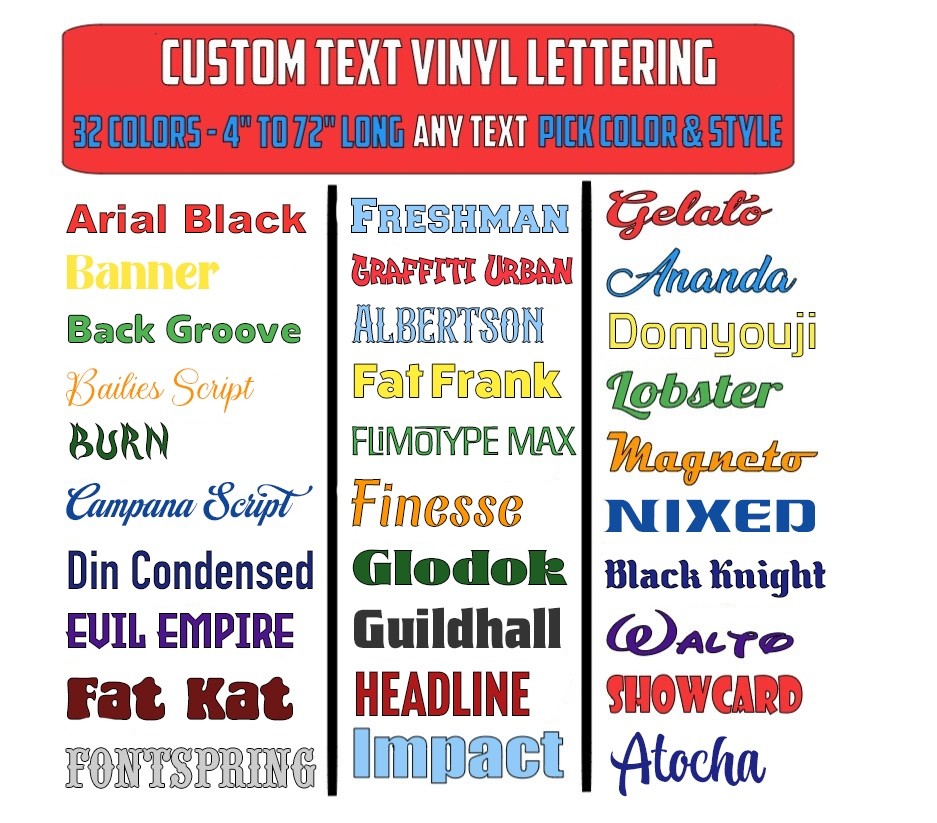 Custom Text Vinyl Lettering Sticker Decal Personalized -ANY TEXT – ANY NAME – [2