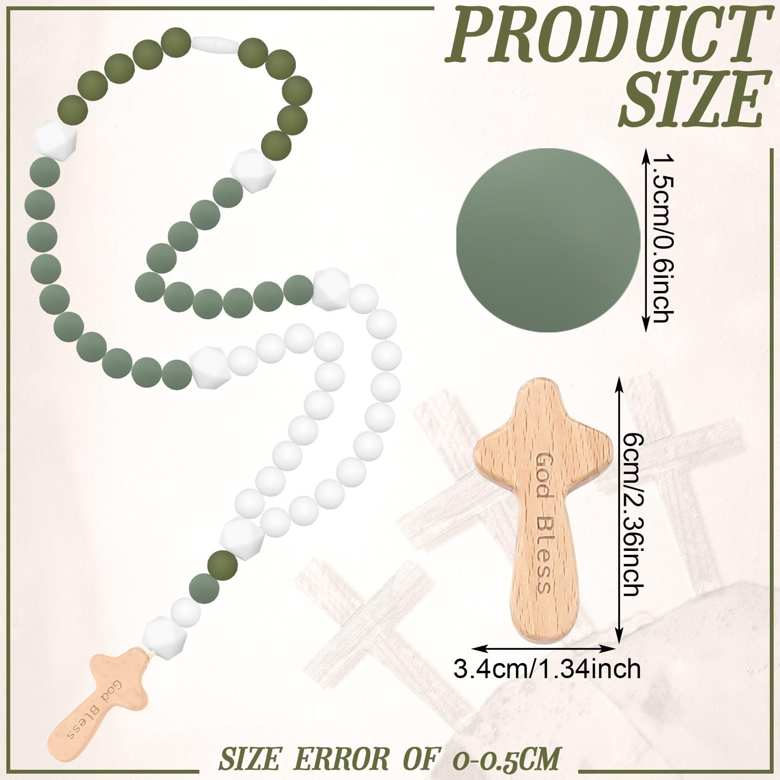 Baby Rosary Baptism Gift Silicone God Bless Kids First Rosary with Cross 1st …