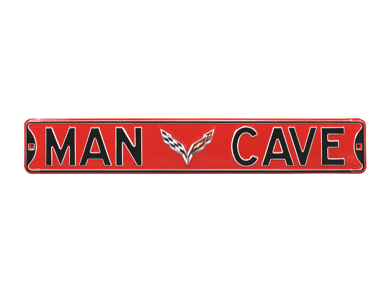 Corvette Red ”Man Cave” Street Sign with C7 Logo
