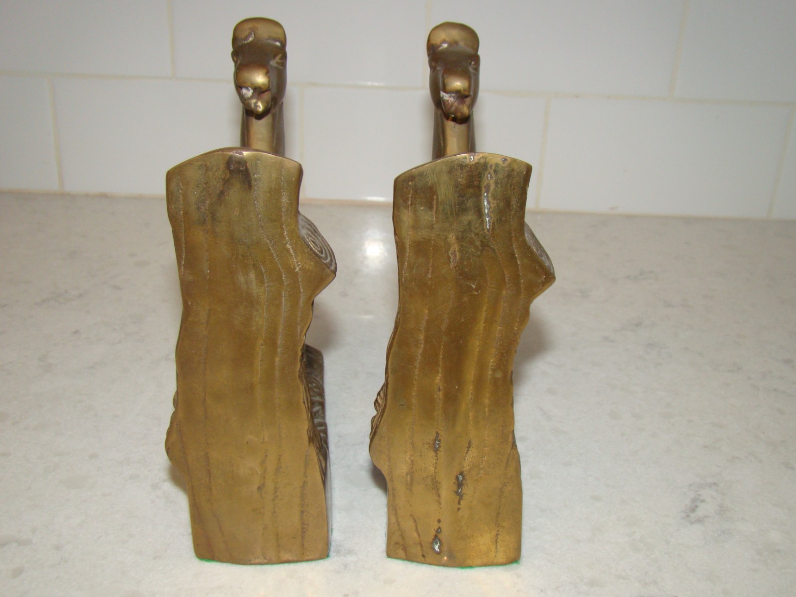 Vintage Solid Brass Rearing Horse Bookends 6.5″ Tall 2 lb 2 oz each