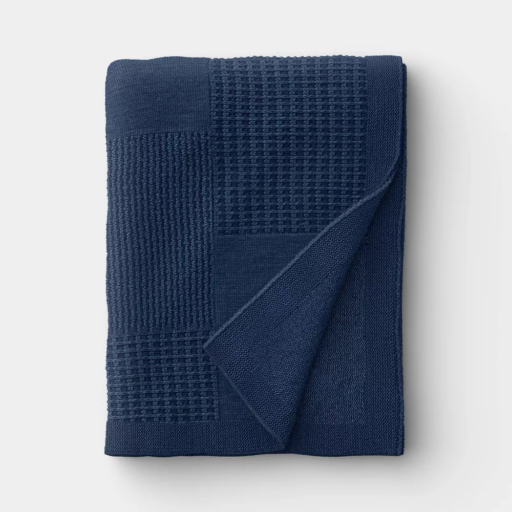 50″X 60″ Washed Knitted Throw Blanket Blue – Threshold