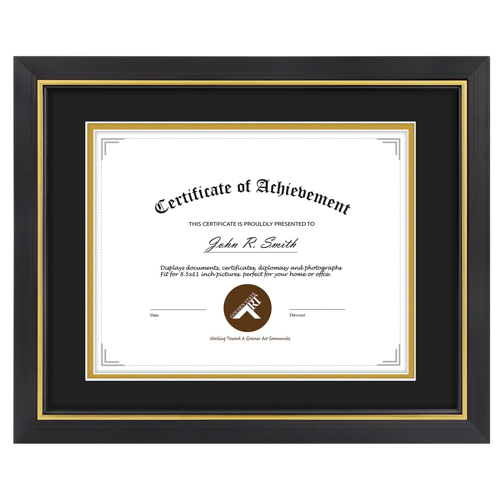 Elegant 11×14 Diploma Frame with Gold Trim for 8.5×11 Certificate Display