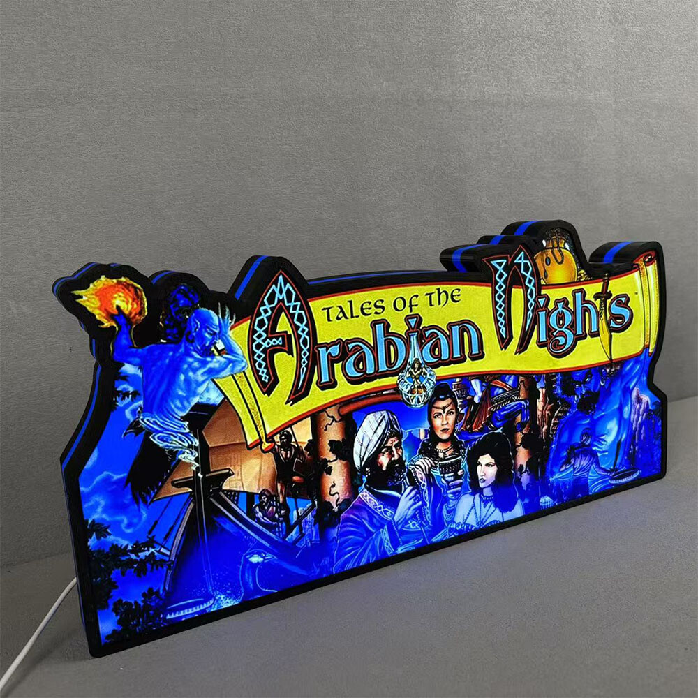 Tales of The Arabian Nights Pinball Topper 3D LED Lightbox Printed Lightbox