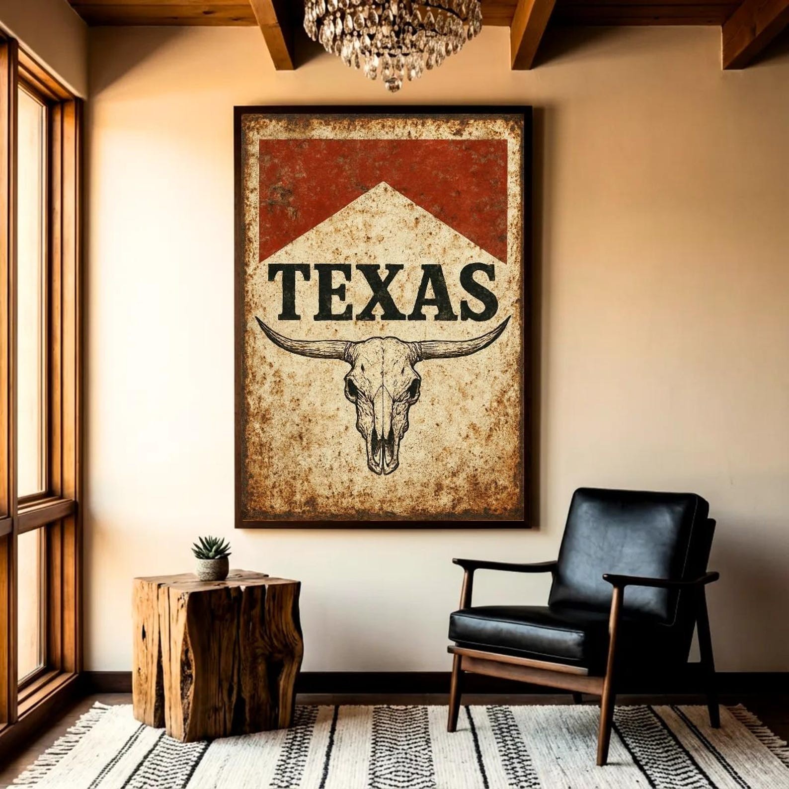 Texas Longhorn, Retro Texas Wall Art, Vintage Texas Decor, Western Print