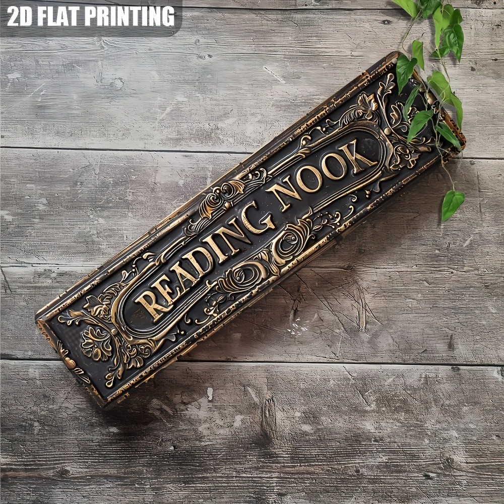 Vintage Book Nook Wall Decor Bookshelf Metal Tin Sign Book Lover Reader Bookworm
