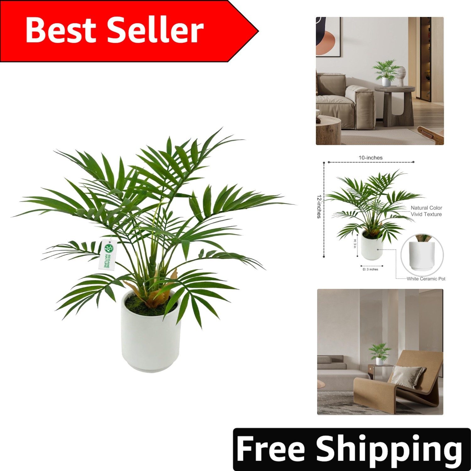 Instantly Beautify Spaces with Our 12-Inch Artificial Palm Plant – Easy Care!