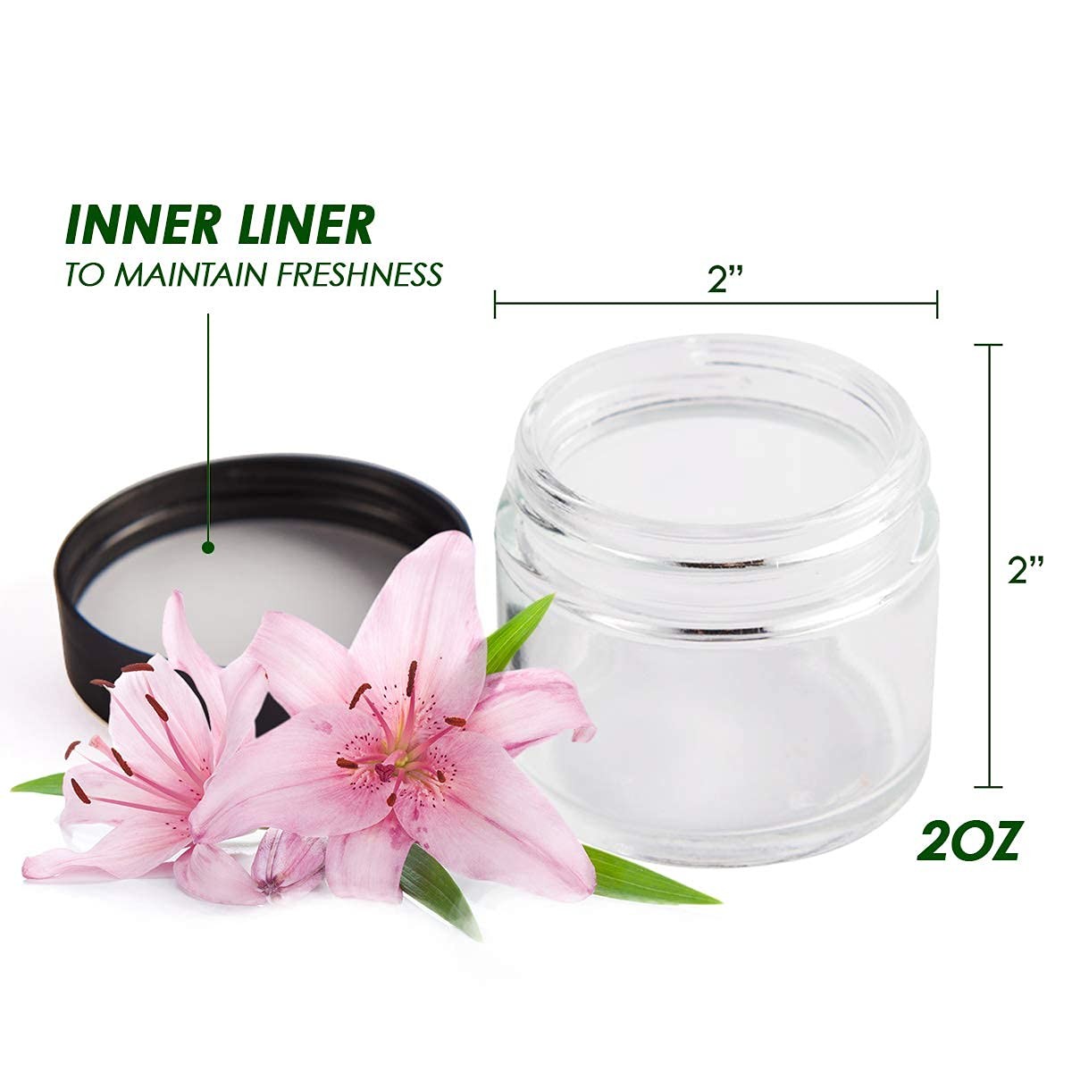 2 oz Glass Jars with Lids, Hoa Kinh 24 Pack Air 2oz-24Pack, Clear-24Pack-2oz